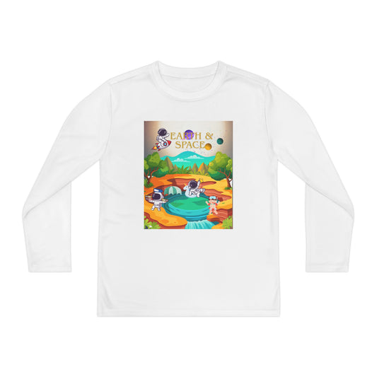 Youth Long Sleeve Tee — 'Beach & Space' Colorful Cartoon Adventure Print