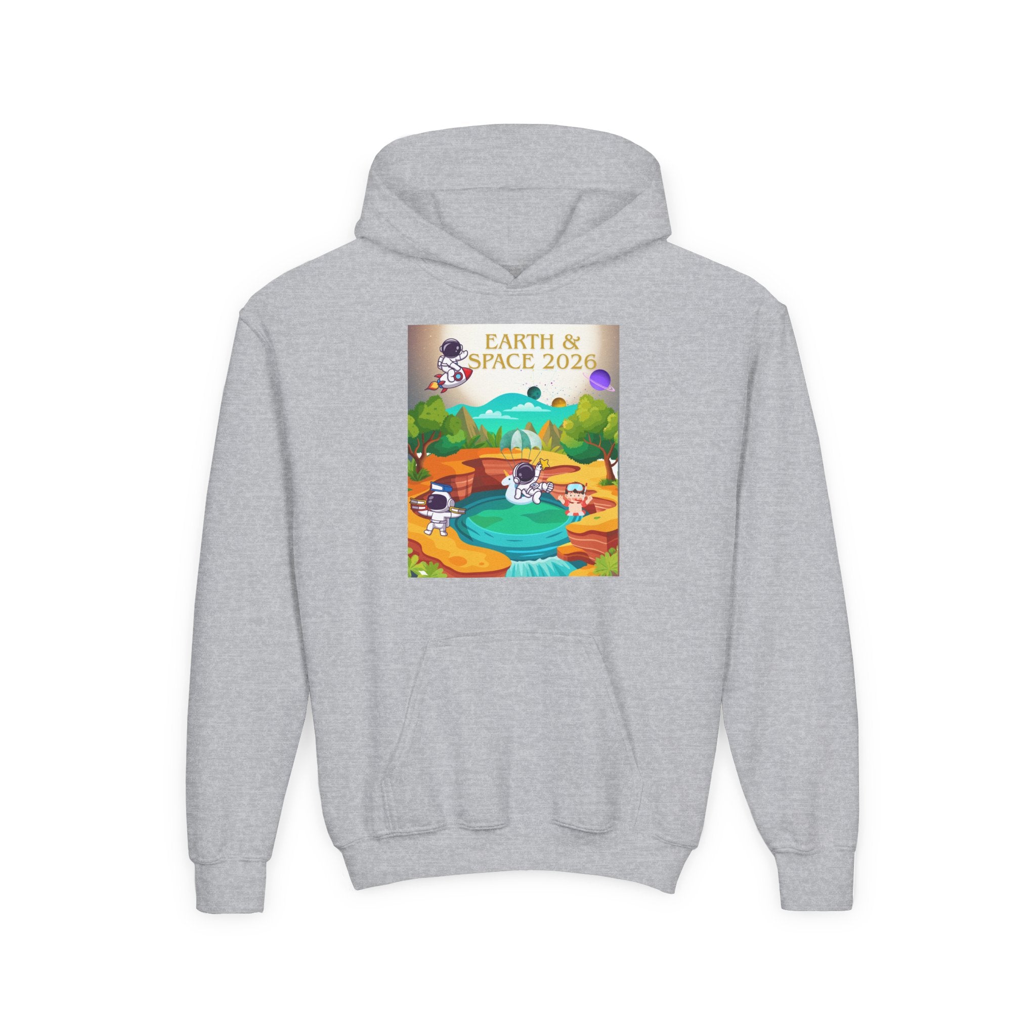 Earth & Space 2026 Youth Hoodie — Cute Space Explorer Kids Sweatshirt