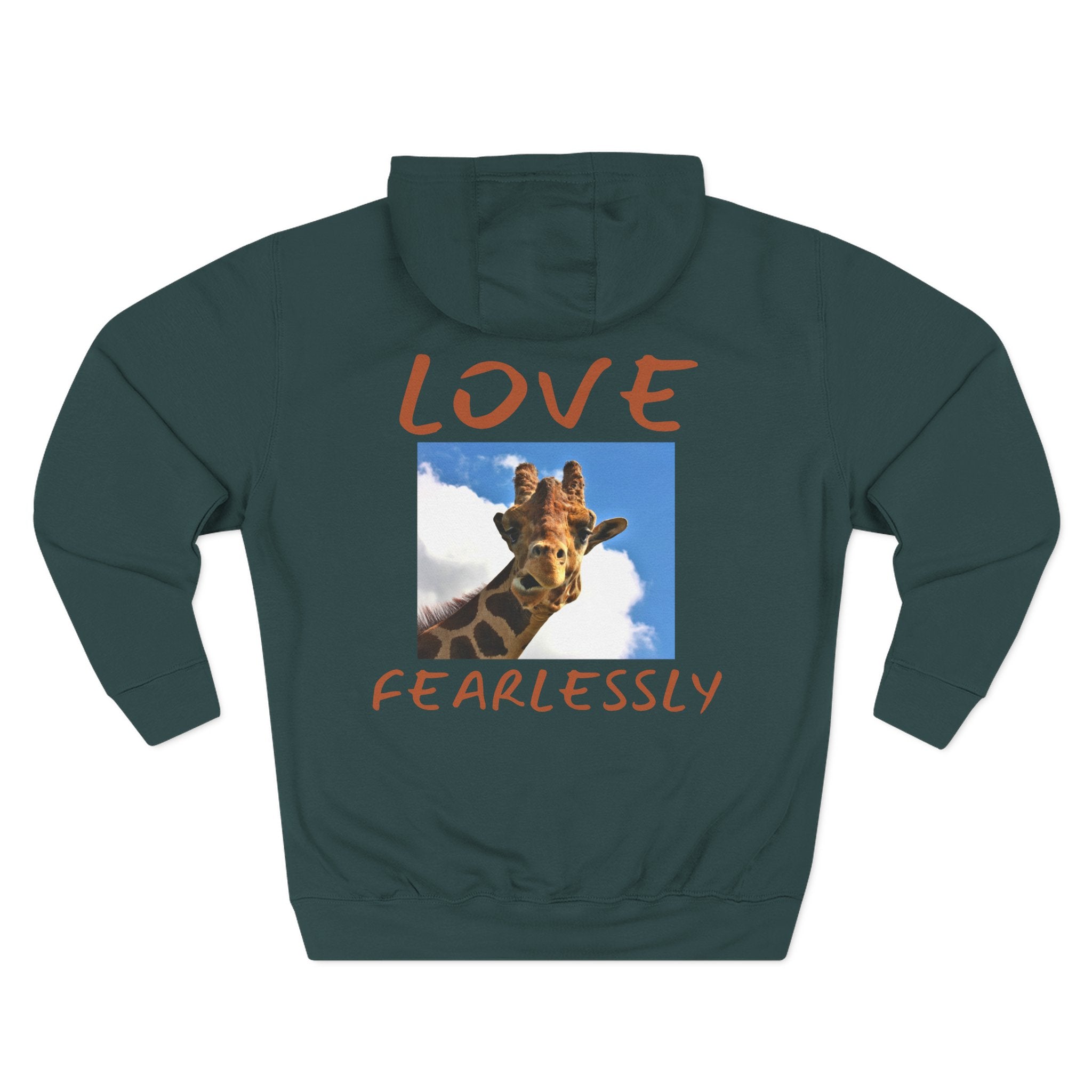 Giraffe 'Love Fearlessly' Hoodie — Animal Lover Graphic Fleece