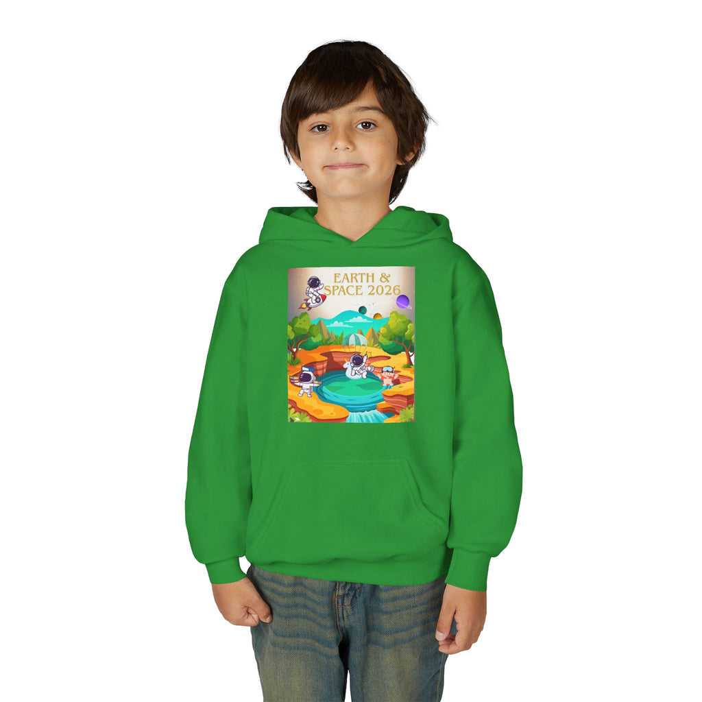 Earth & Space 2026 Youth Hoodie — Cute Space Explorer Kids Sweatshirt