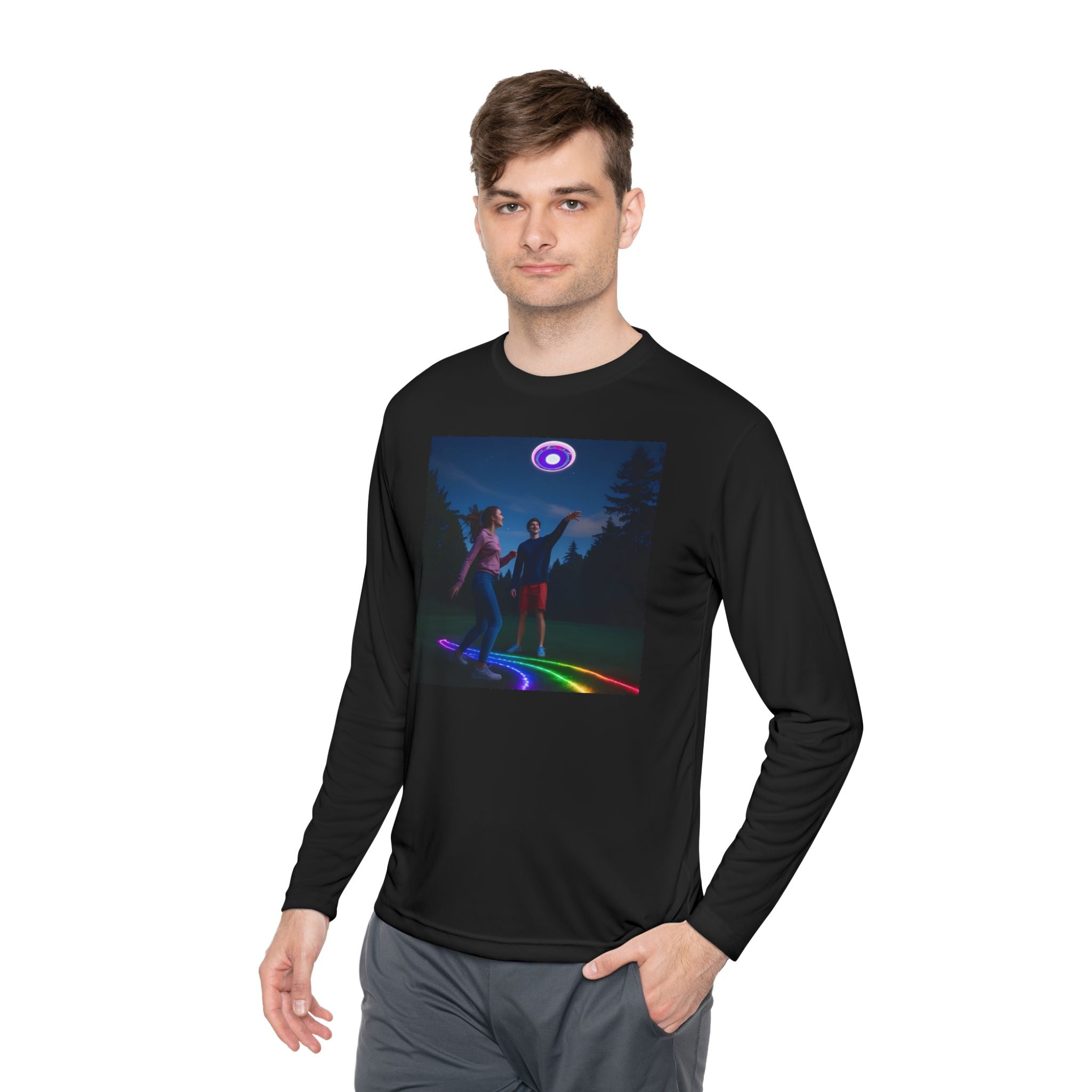 Rainbow Dance Unisex Long Sleeve Tee, Lightweight Shirt, Summer Fashion, Festival Wear, Gift for Music Lovers