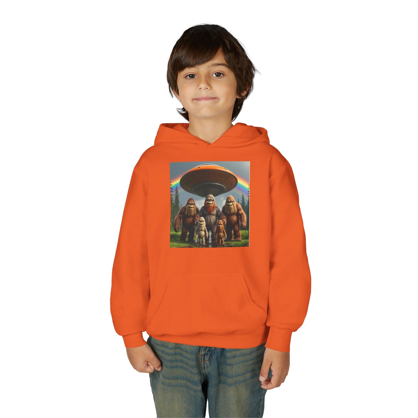 Youth Hoodie with Fun Bigfoot Design, Casual Sweatshirt for Kids, Perfect for Camp, Holidays, or Everyday Wear