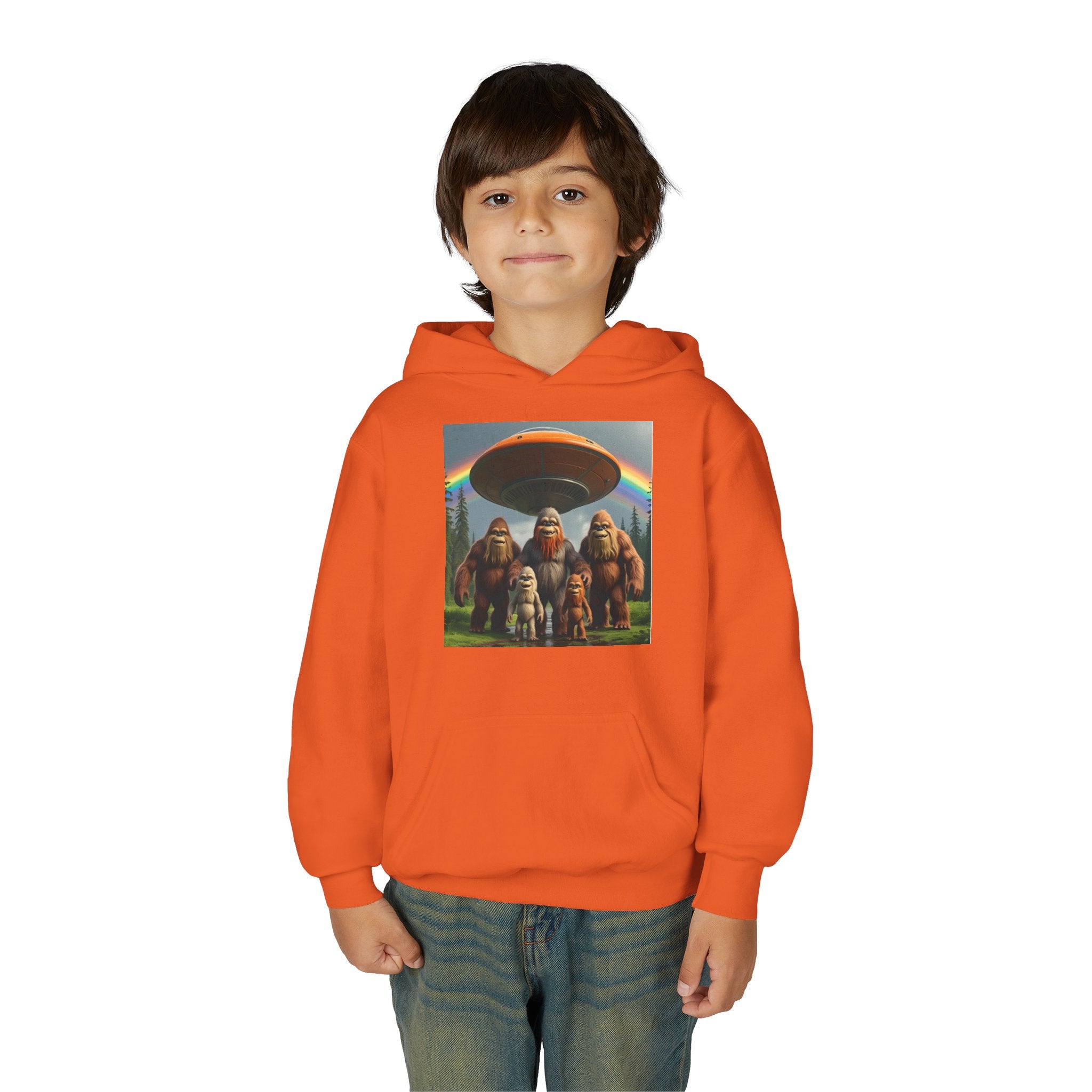 Youth Hoodie with Fun Bigfoot Design, Casual Sweatshirt for Kids, Perfect for Camp, Holidays, or Everyday Wear