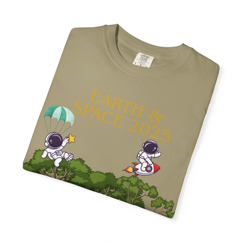 Earth & Space 2025 Unisex T-shirt, Cute Astronaut Tee, Nature Lover Shirt, Space Exploration Gift, Eco-Friendly Tee