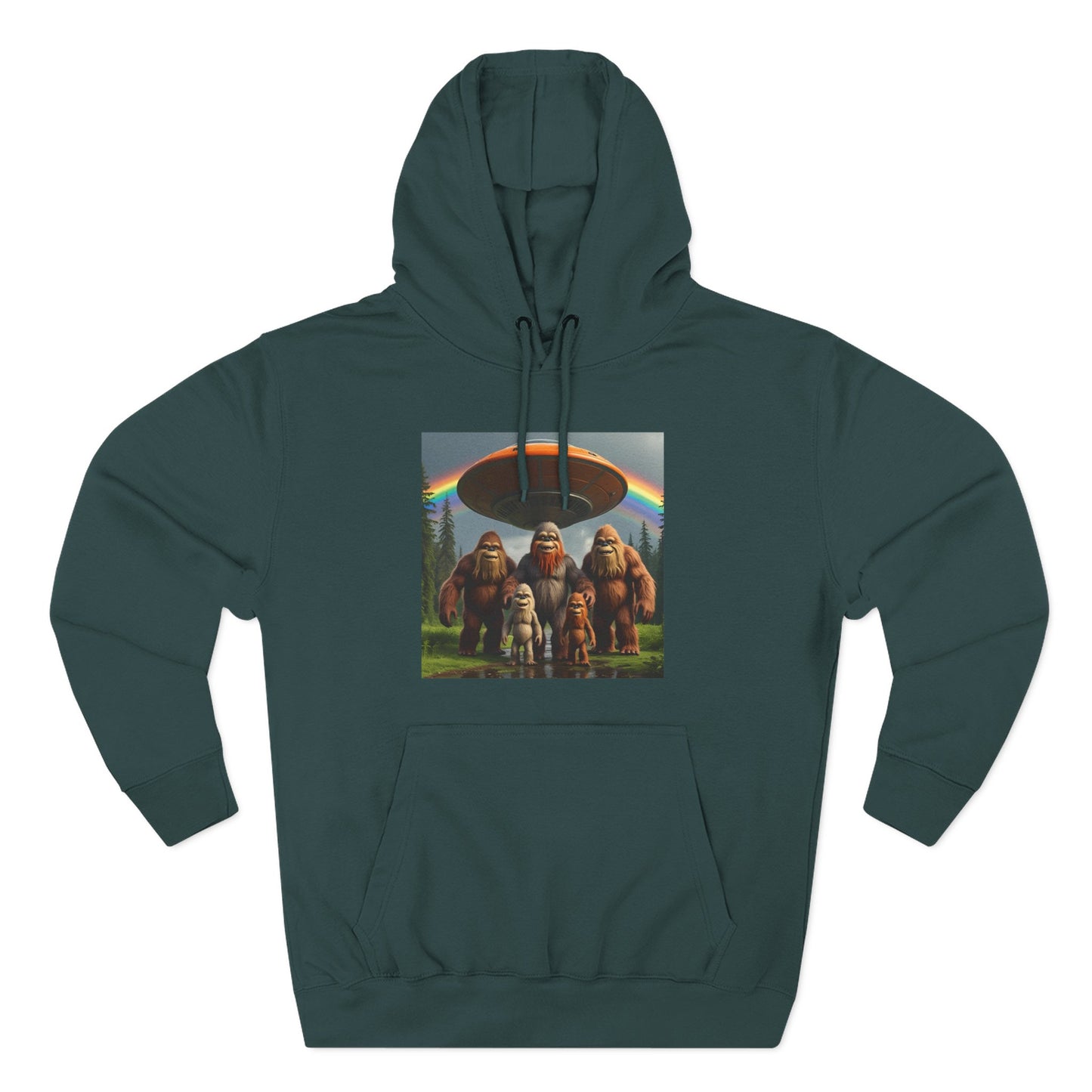 Sasquatch Family with spaceship