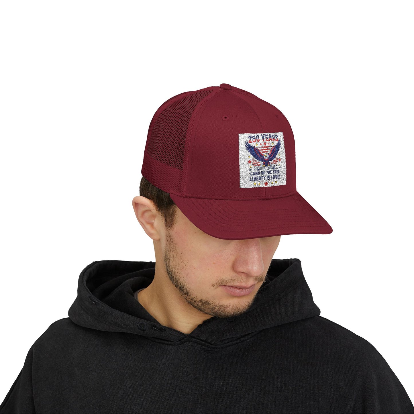 Patriotic Eagle Snapback Trucker Cap — USA Flag Graphic