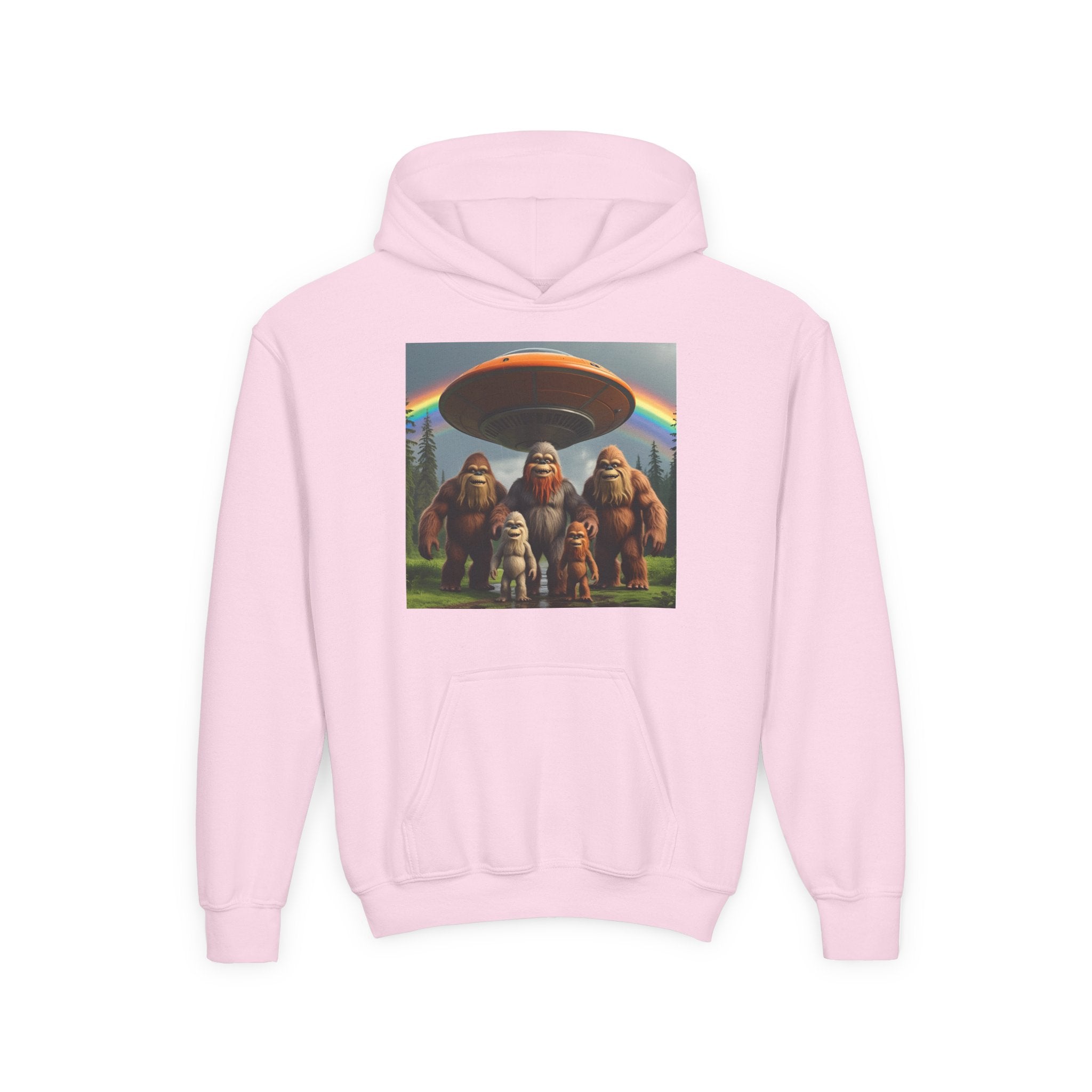 Youth Hoodie with Fun Bigfoot Design, Casual Sweatshirt for Kids, Perfect for Camp, Holidays, or Everyday Wear