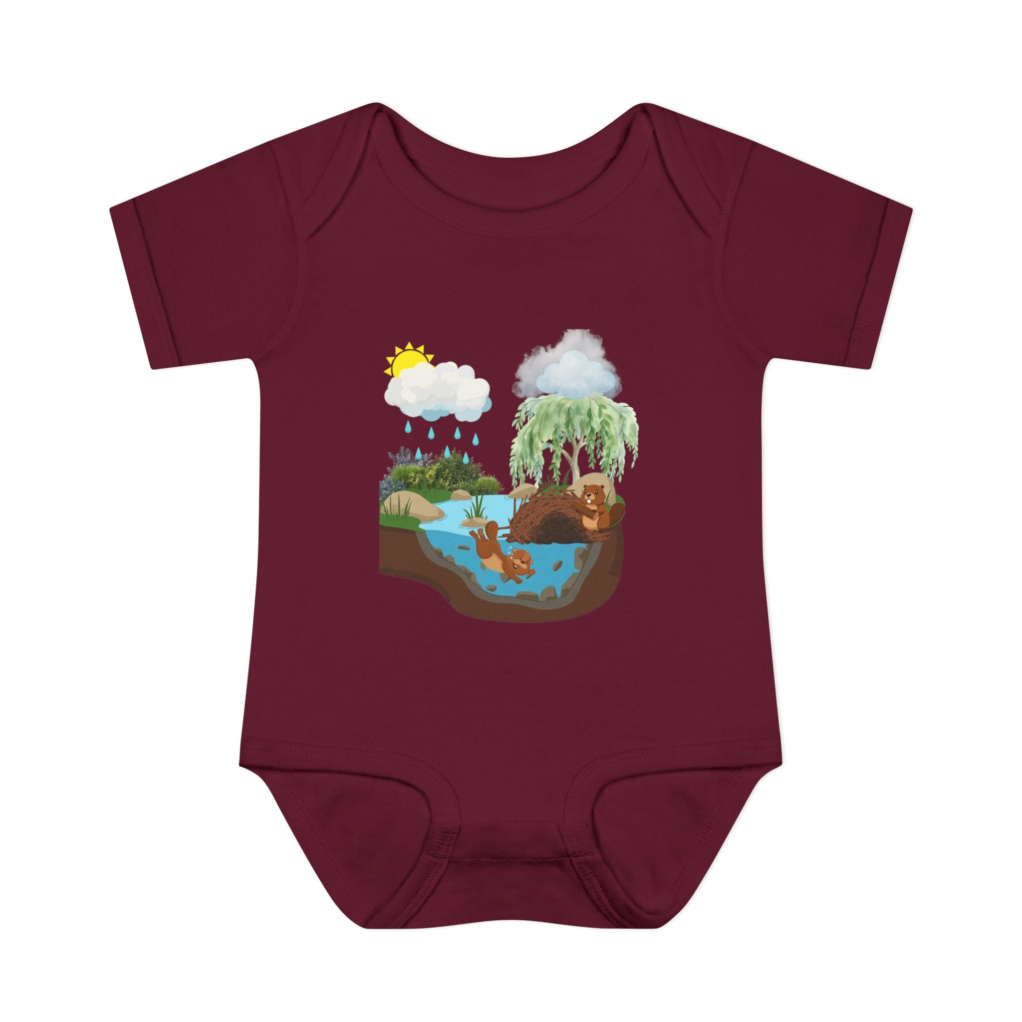 Woodland Pond Baby Bodysuit — Otter & Nature Infant Onesie