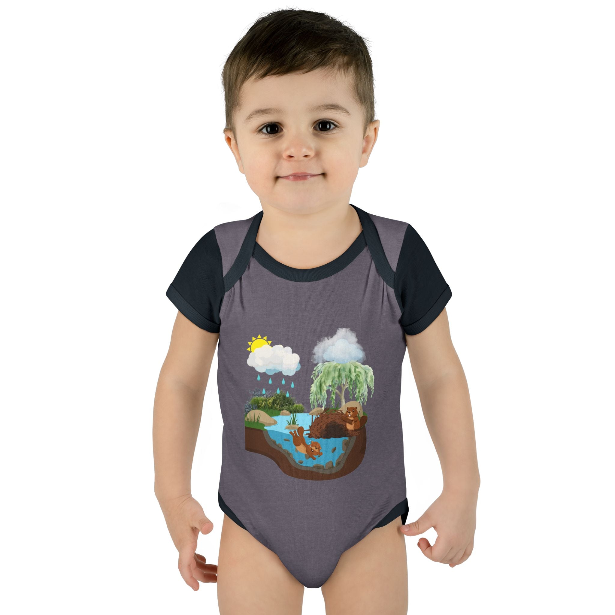 Woodland Pond Baby Bodysuit — Otter & Nature Infant Onesie