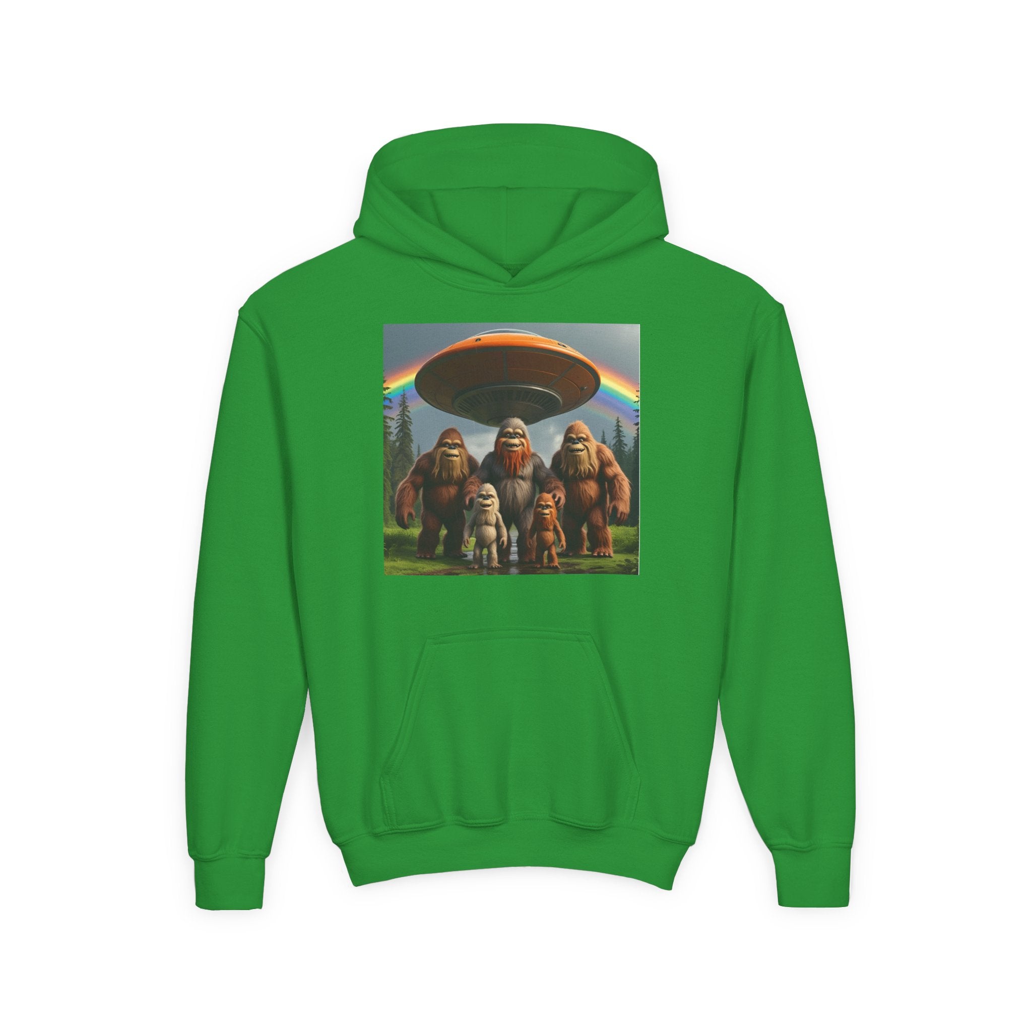 Youth Hoodie with Fun Bigfoot Design, Casual Sweatshirt for Kids, Perfect for Camp, Holidays, or Everyday Wear