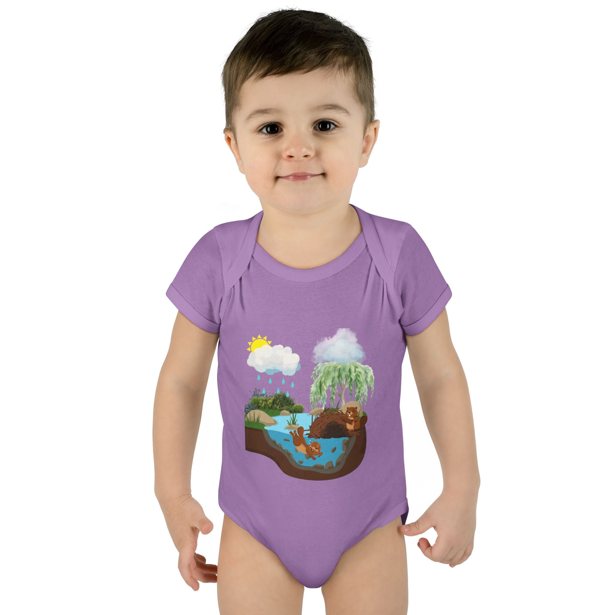 Woodland Pond Baby Bodysuit — Otter & Nature Infant Onesie