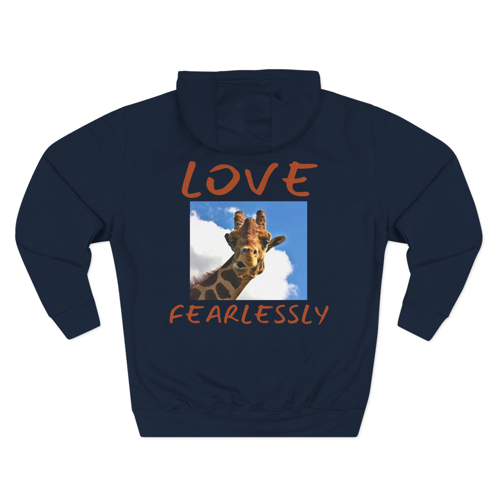 Giraffe 'Love Fearlessly' Hoodie — Animal Lover Graphic Fleece