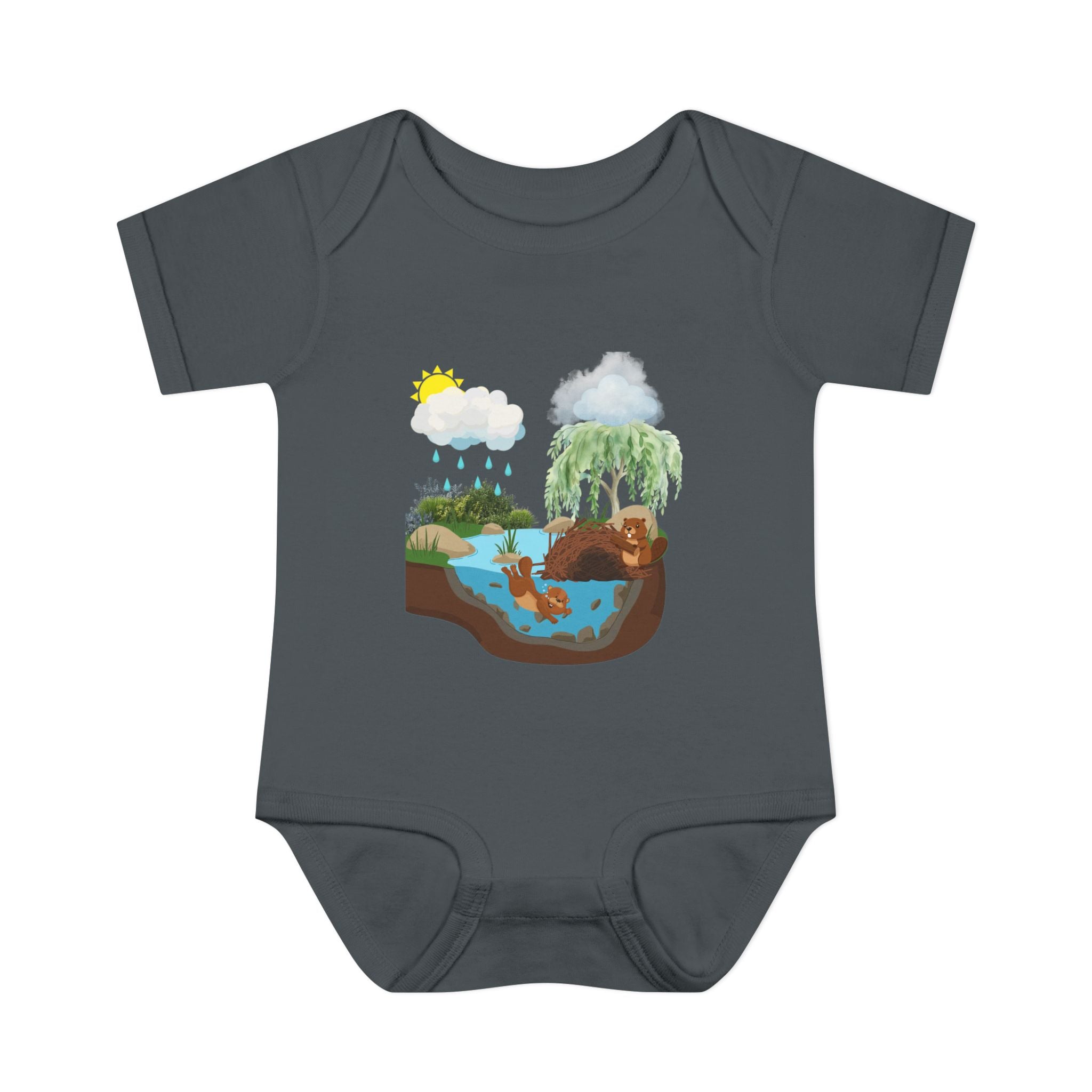 Woodland Pond Baby Bodysuit — Otter & Nature Infant Onesie