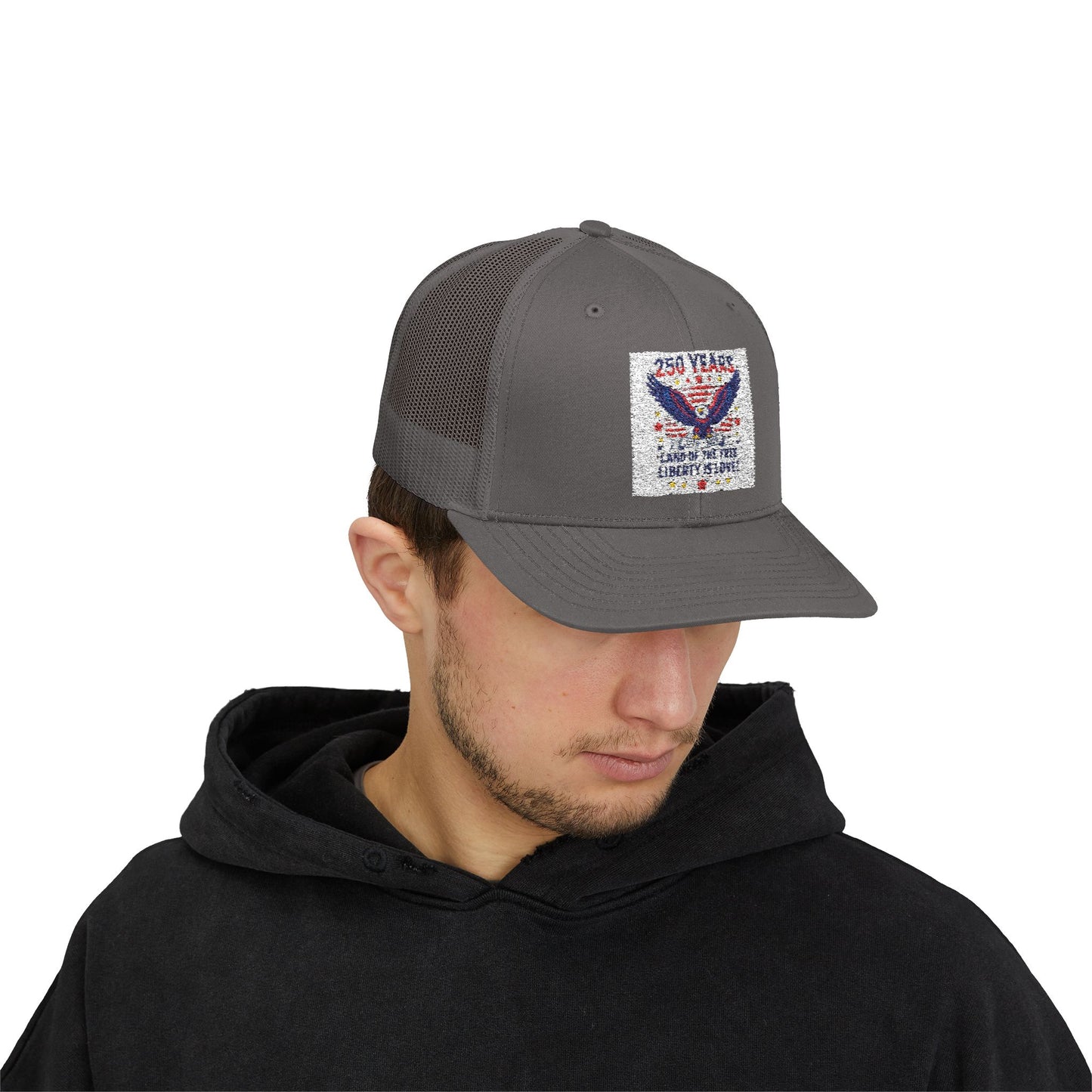 Patriotic Eagle Snapback Trucker Cap — USA Flag Graphic