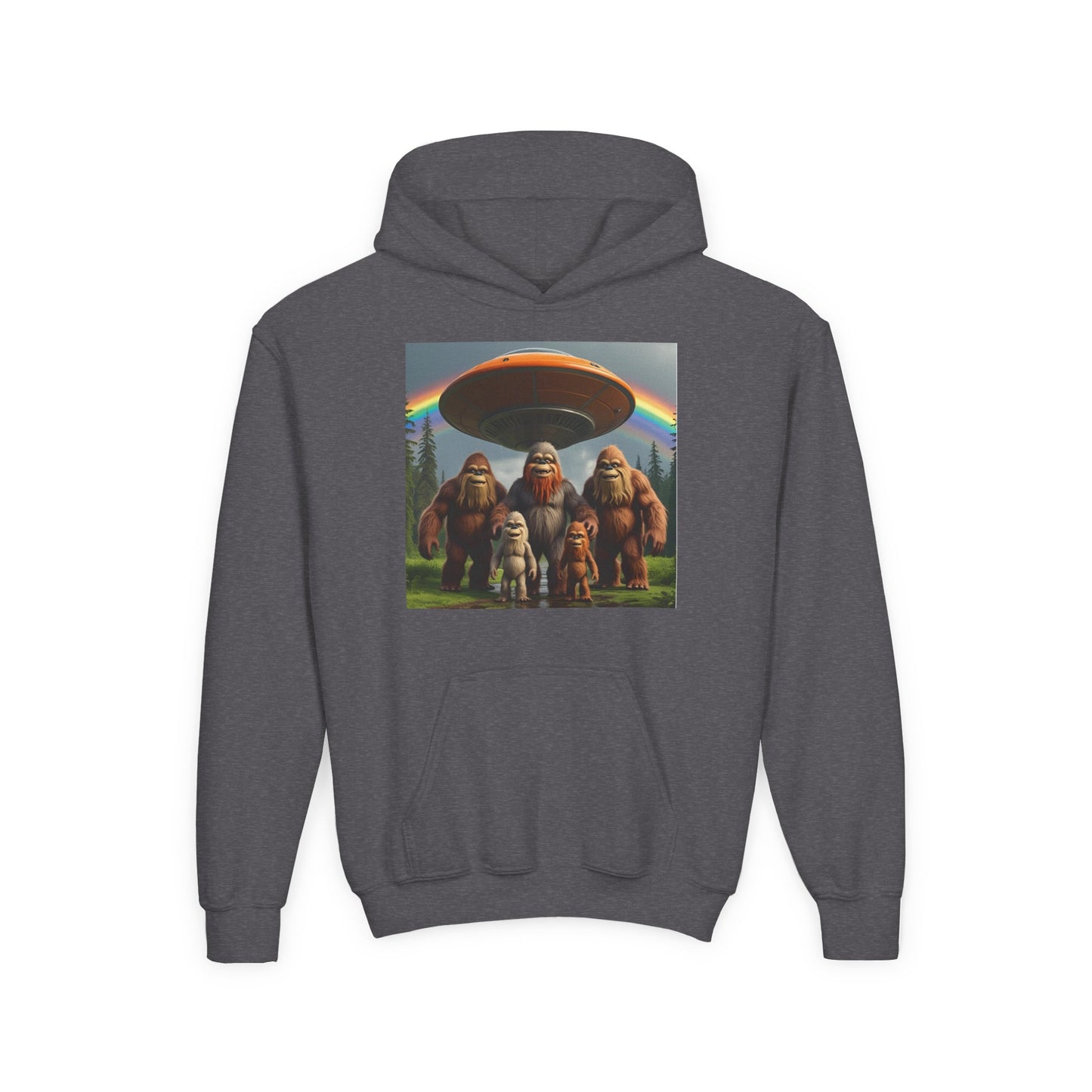 Youth Hoodie with Fun Bigfoot Design, Casual Sweatshirt for Kids, Perfect for Camp, Holidays, or Everyday Wear