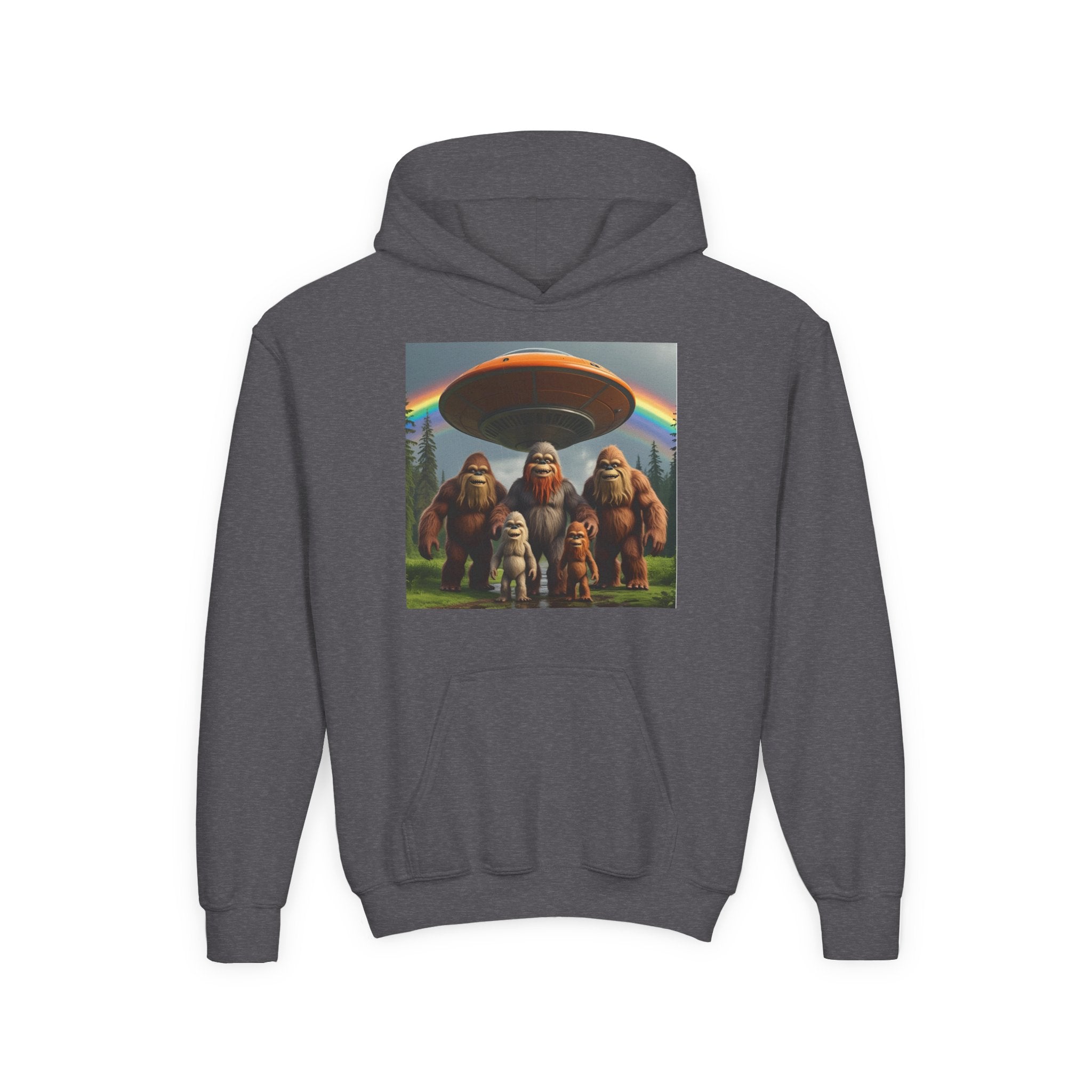 Youth Hoodie with Fun Bigfoot Design, Casual Sweatshirt for Kids, Perfect for Camp, Holidays, or Everyday Wear