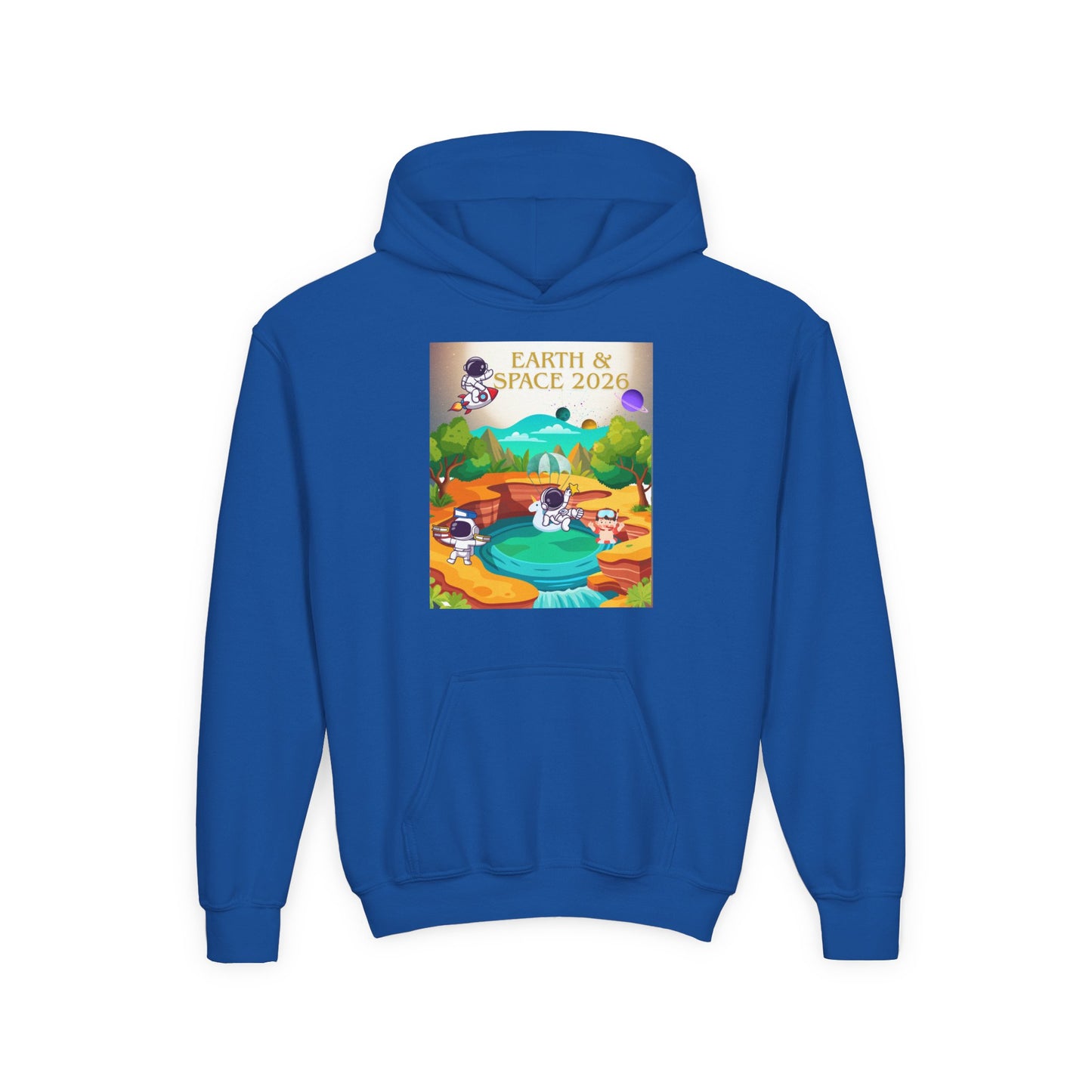 Earth & Space 2026 Youth Hoodie — Cute Space Explorer Kids Sweatshirt