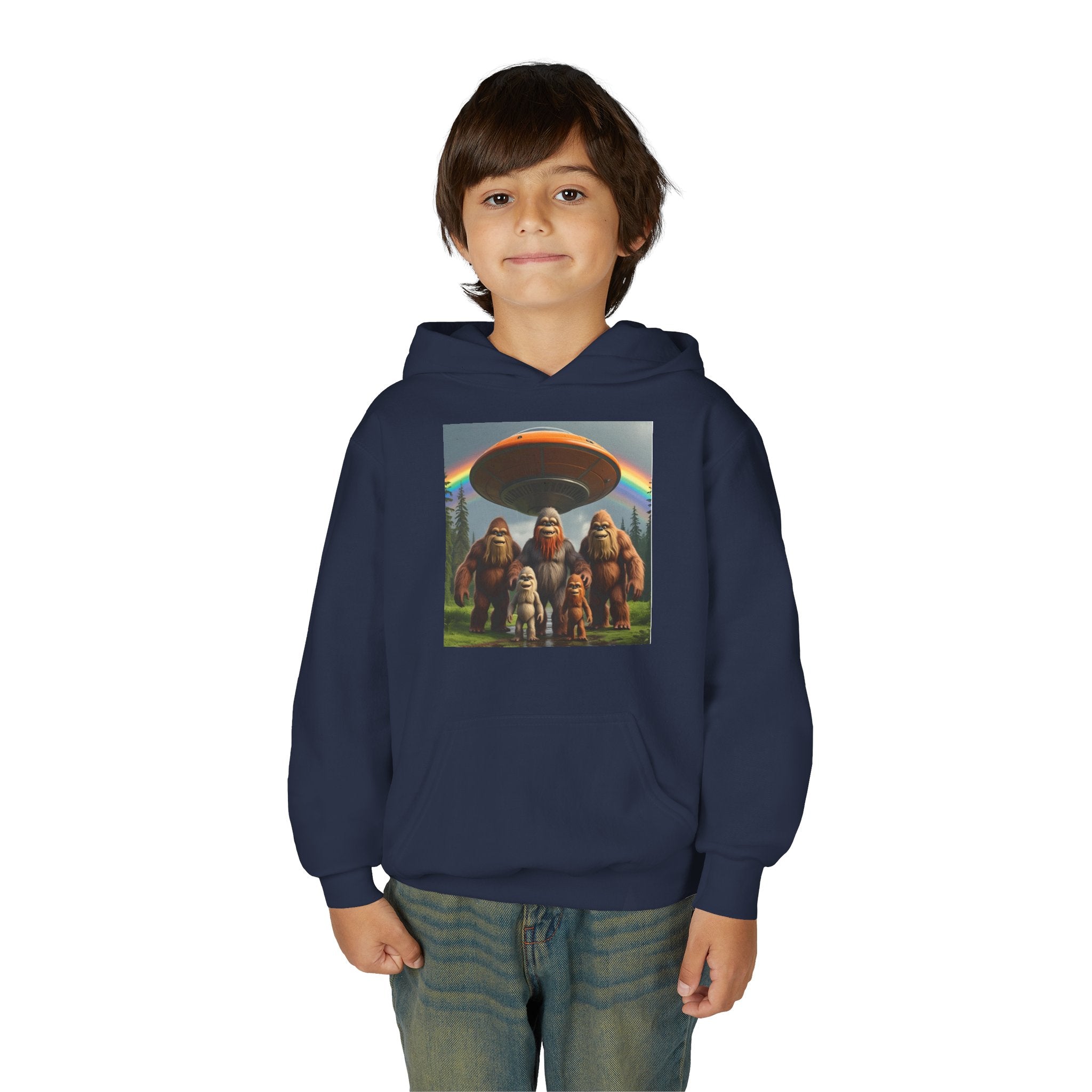 Youth Hoodie with Fun Bigfoot Design, Casual Sweatshirt for Kids, Perfect for Camp, Holidays, or Everyday Wear