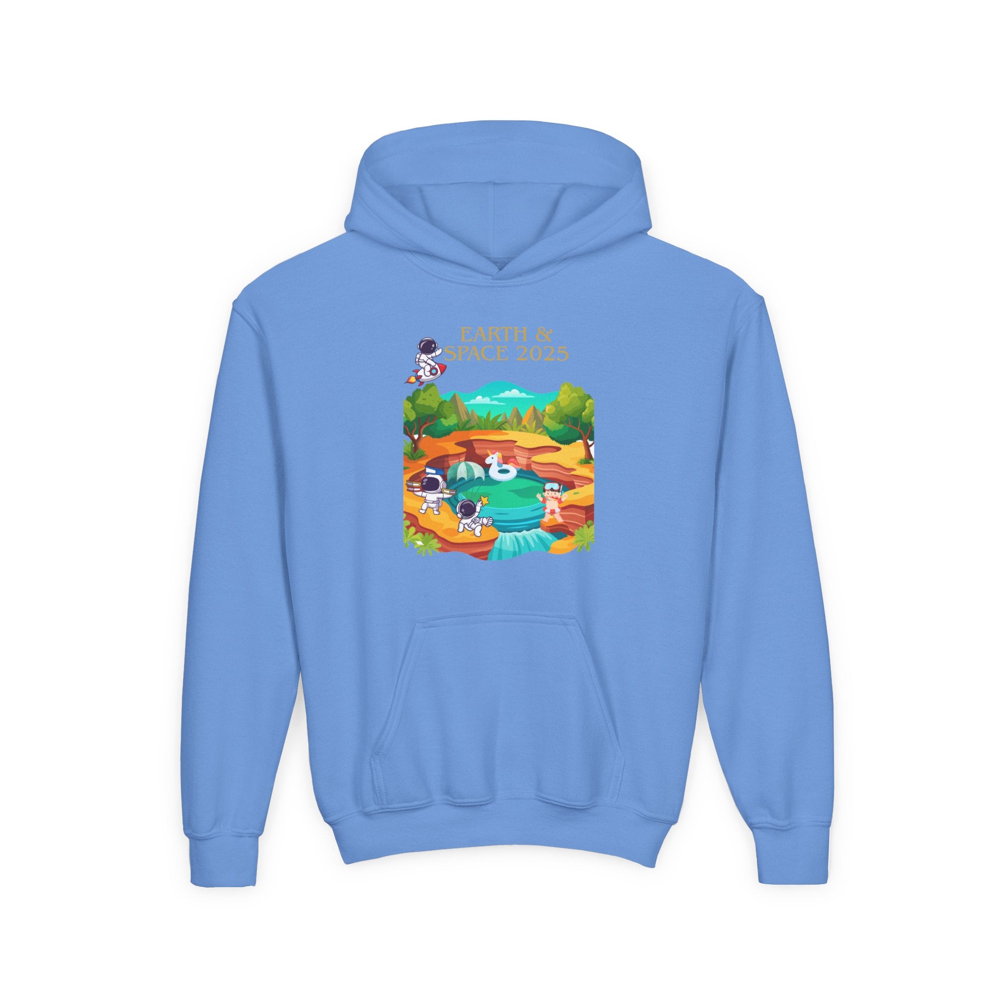 Youth Earth & Space 2025 Graphic Hoodie, Fun For Kids, Perfect for School, Space Lovers Gift, Comfortable Everyday Wear