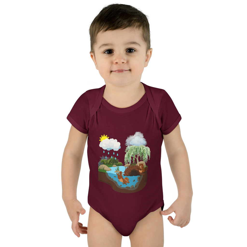 Woodland Pond Baby Bodysuit — Otter & Nature Infant Onesie
