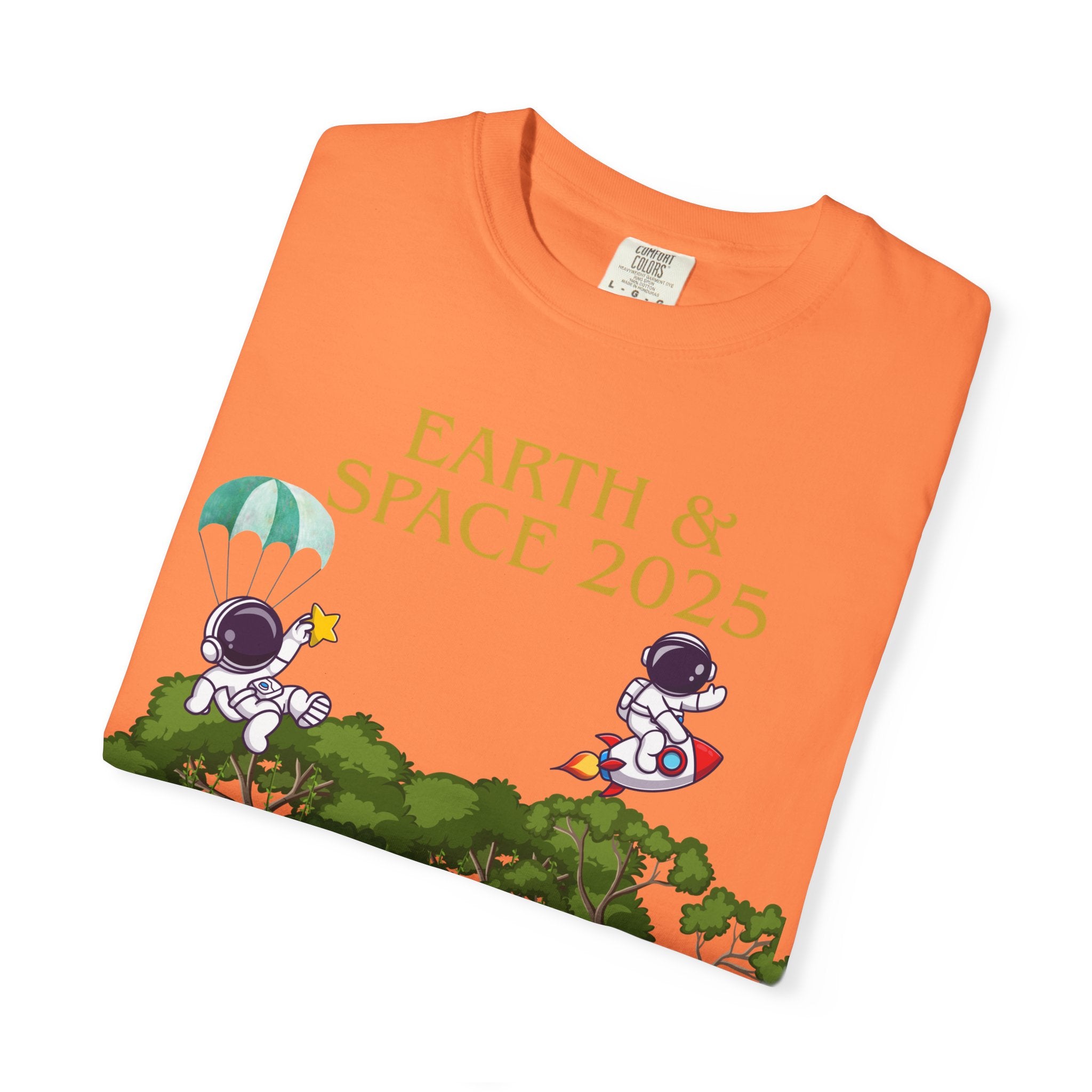 Earth & Space 2025 Unisex T-shirt, Cute Astronaut Tee, Nature Lover Shirt, Space Exploration Gift, Eco-Friendly Tee