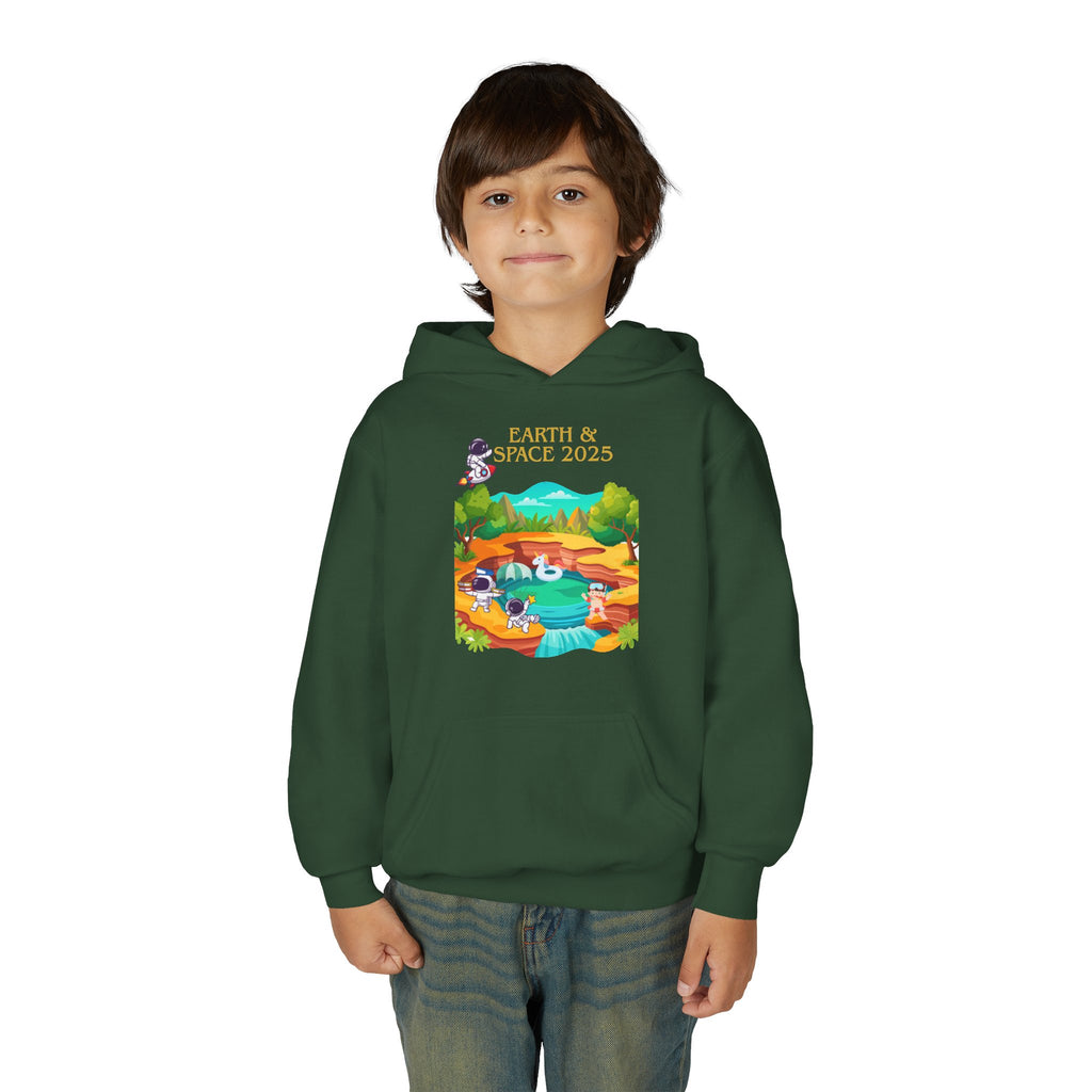 Youth Earth & Space 2025 Graphic Hoodie, Fun For Kids, Perfect for School, Space Lovers Gift, Comfortable Everyday Wear
