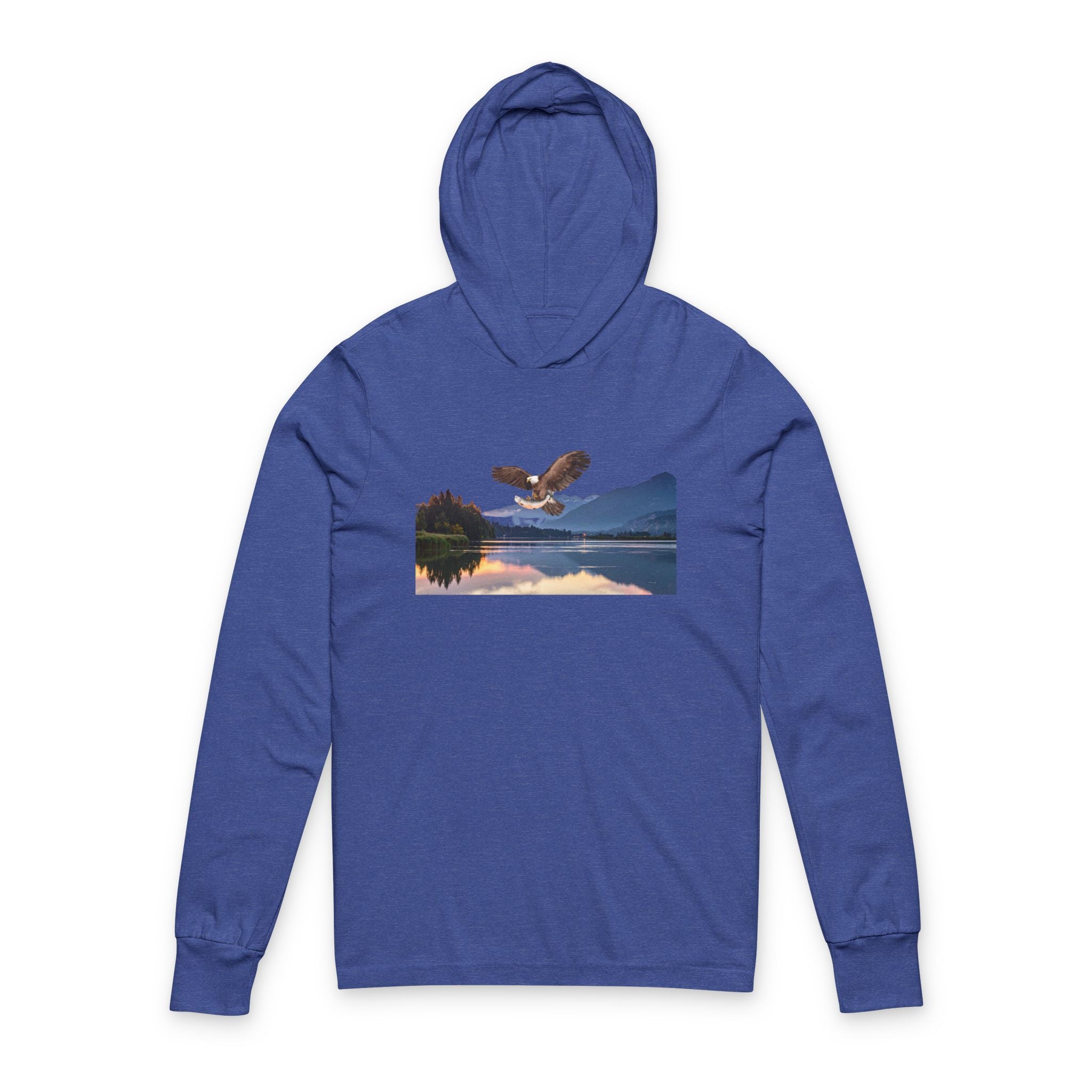 Eagle Over Lake Hooded Long-Sleeve Tee