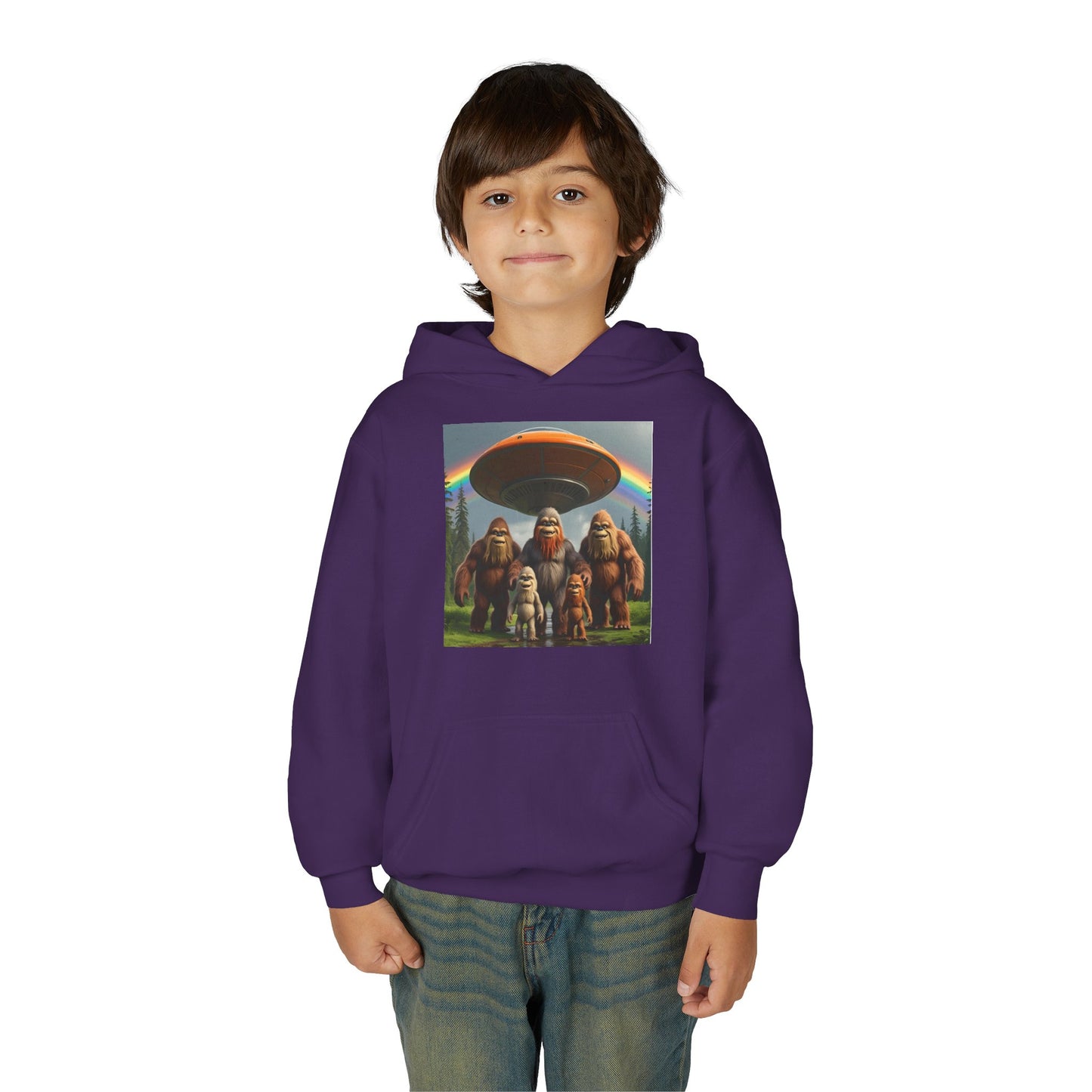 Youth Hoodie with Fun Bigfoot Design, Casual Sweatshirt for Kids, Perfect for Camp, Holidays, or Everyday Wear