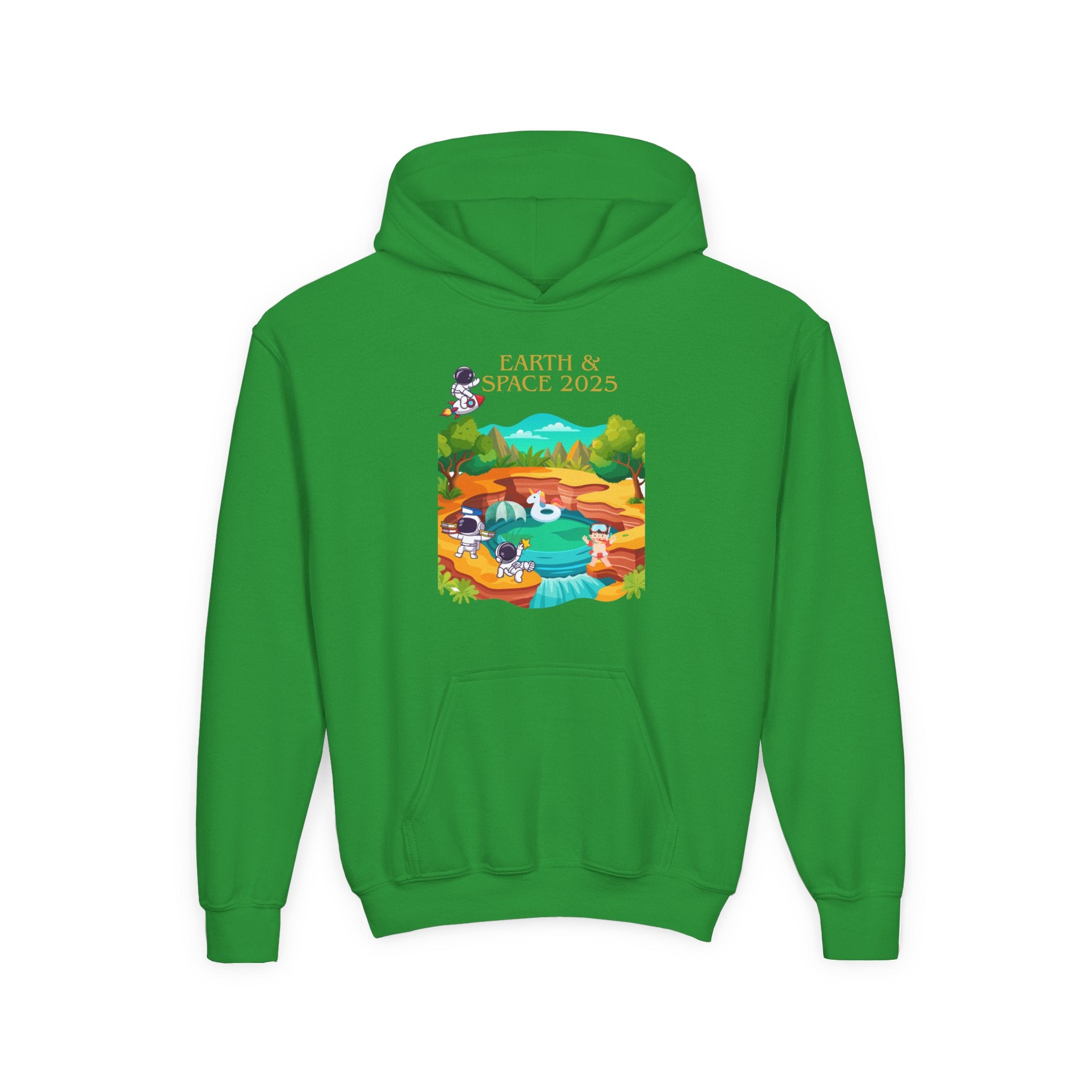 Youth Earth & Space 2025 Graphic Hoodie, Fun For Kids, Perfect for School, Space Lovers Gift, Comfortable Everyday Wear