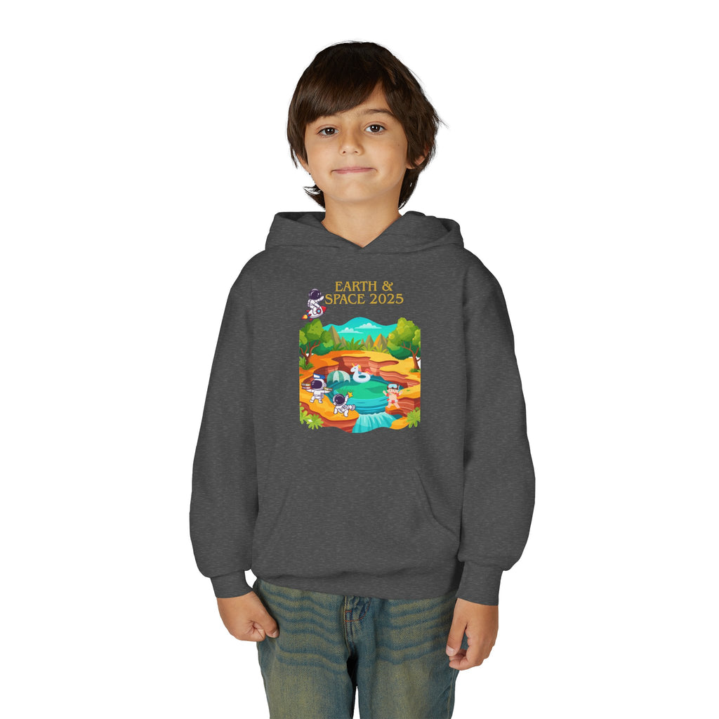 Youth Earth & Space 2025 Graphic Hoodie, Fun For Kids, Perfect for School, Space Lovers Gift, Comfortable Everyday Wear