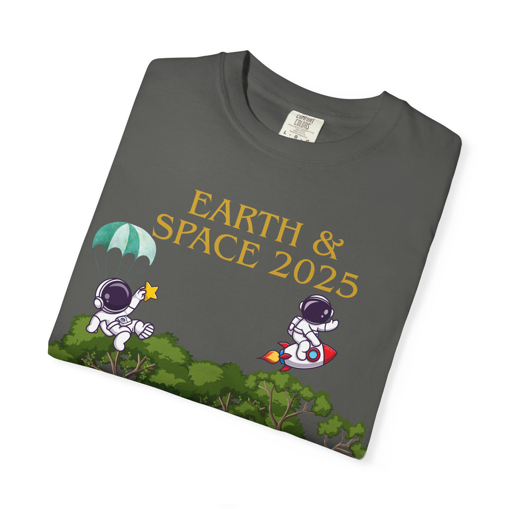 Earth & Space 2025 Unisex T-shirt, Cute Astronaut Tee, Nature Lover Shirt, Space Exploration Gift, Eco-Friendly Tee