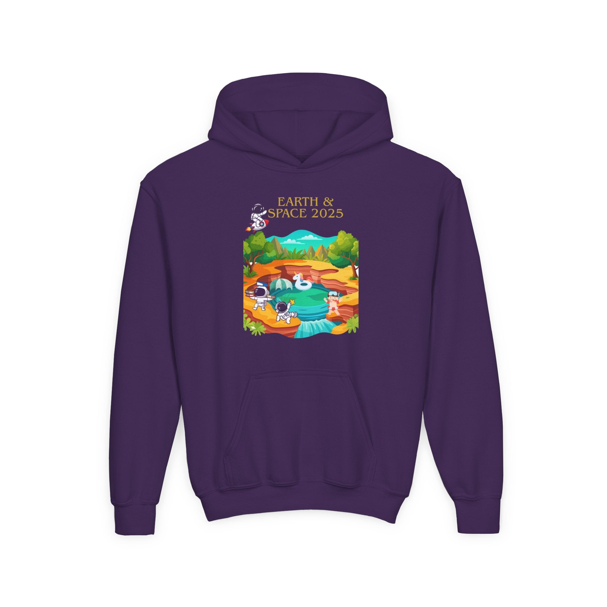 Youth Earth & Space 2025 Graphic Hoodie, Fun For Kids, Perfect for School, Space Lovers Gift, Comfortable Everyday Wear
