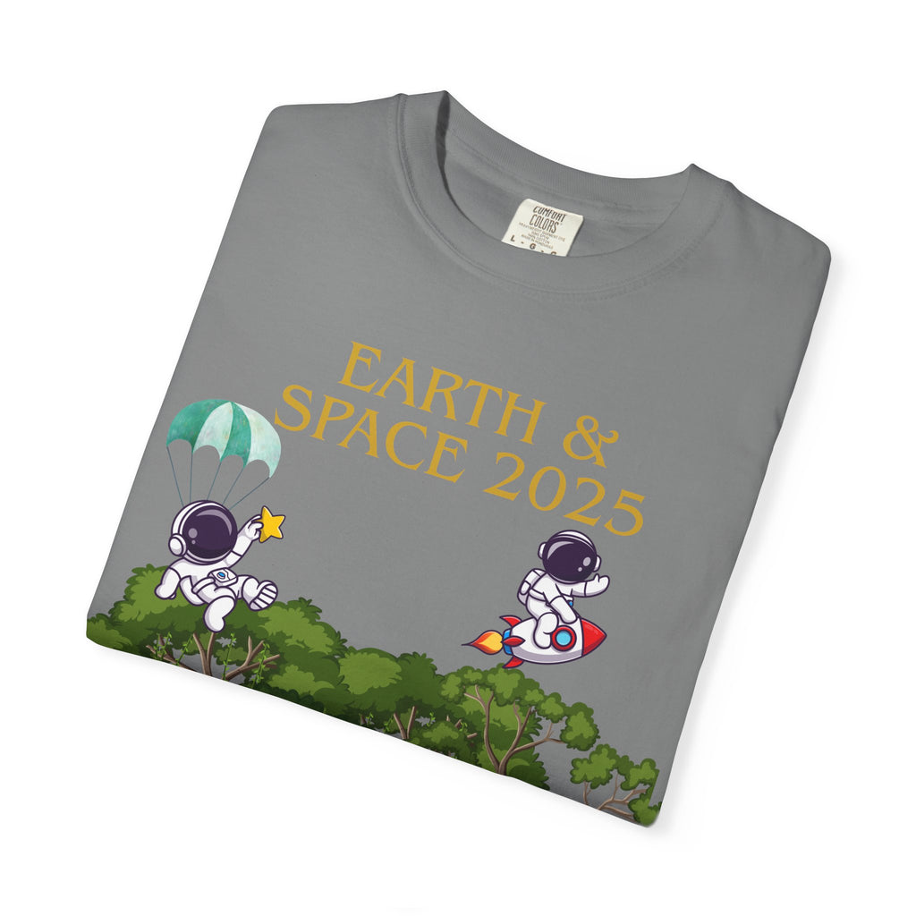 Earth & Space 2025 Unisex T-shirt, Cute Astronaut Tee, Nature Lover Shirt, Space Exploration Gift, Eco-Friendly Tee