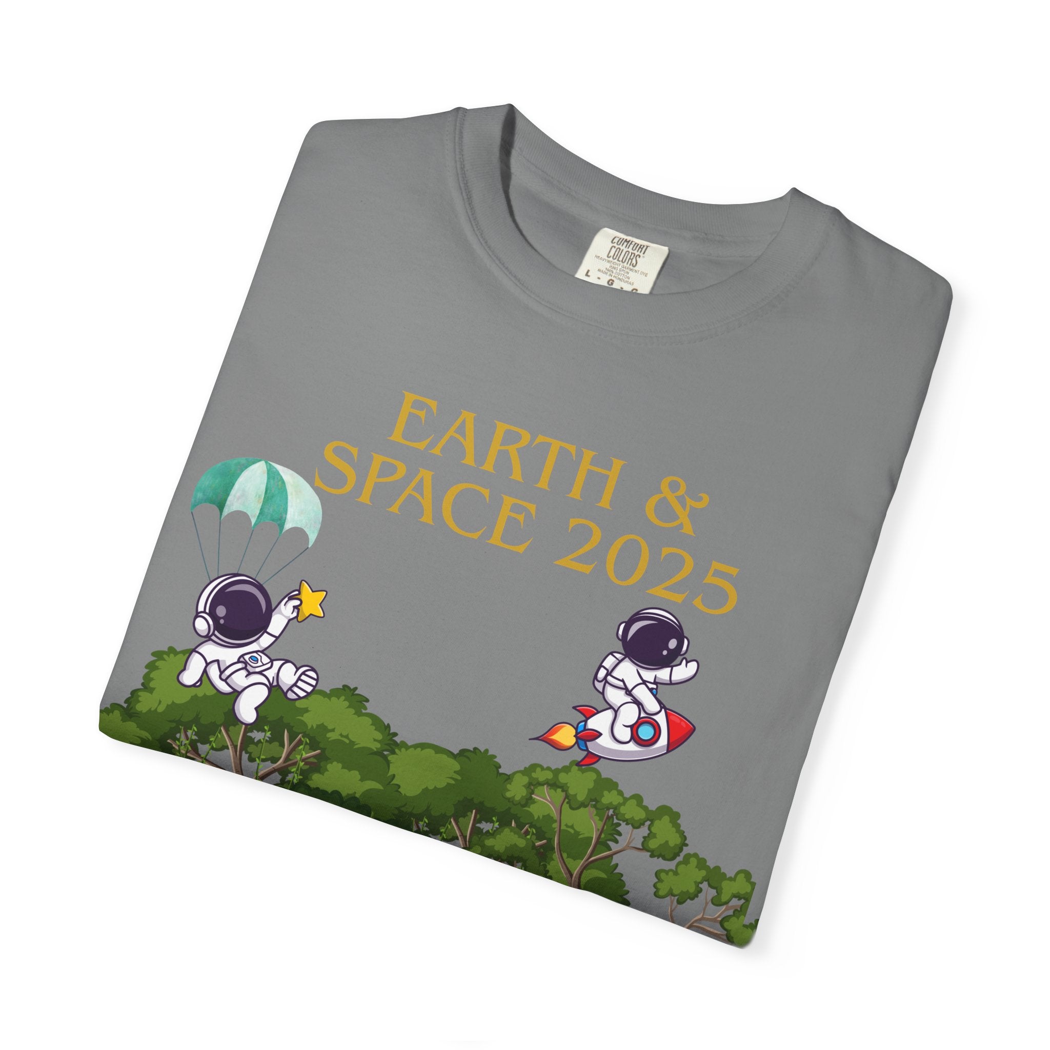 Earth & Space 2025 Unisex T-shirt, Cute Astronaut Tee, Nature Lover Shirt, Space Exploration Gift, Eco-Friendly Tee