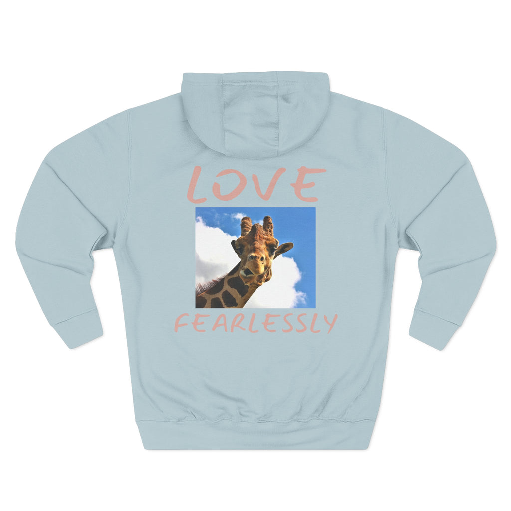 Giraffe 'Love Fearlessly' Hoodie — Animal Lover Graphic Fleece