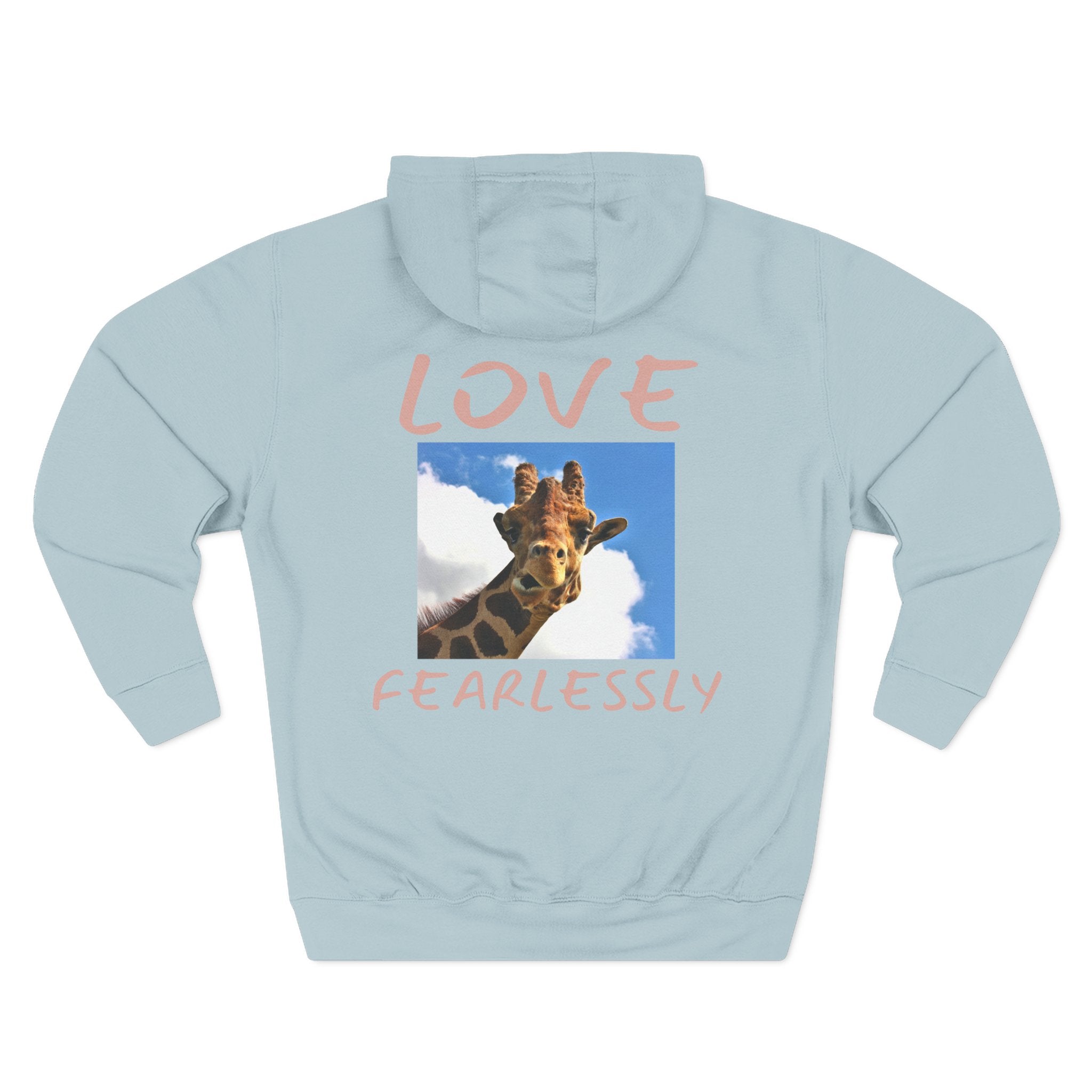 Giraffe 'Love Fearlessly' Hoodie — Animal Lover Graphic Fleece