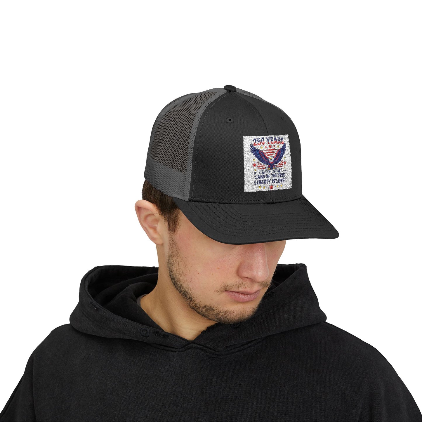 Patriotic Eagle Snapback Trucker Cap — USA Flag Graphic