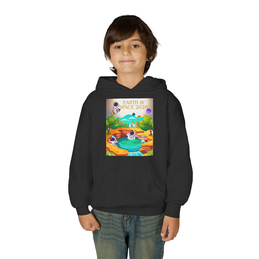 Earth & Space 2026 Youth Hoodie — Cute Space Explorer Kids Sweatshirt