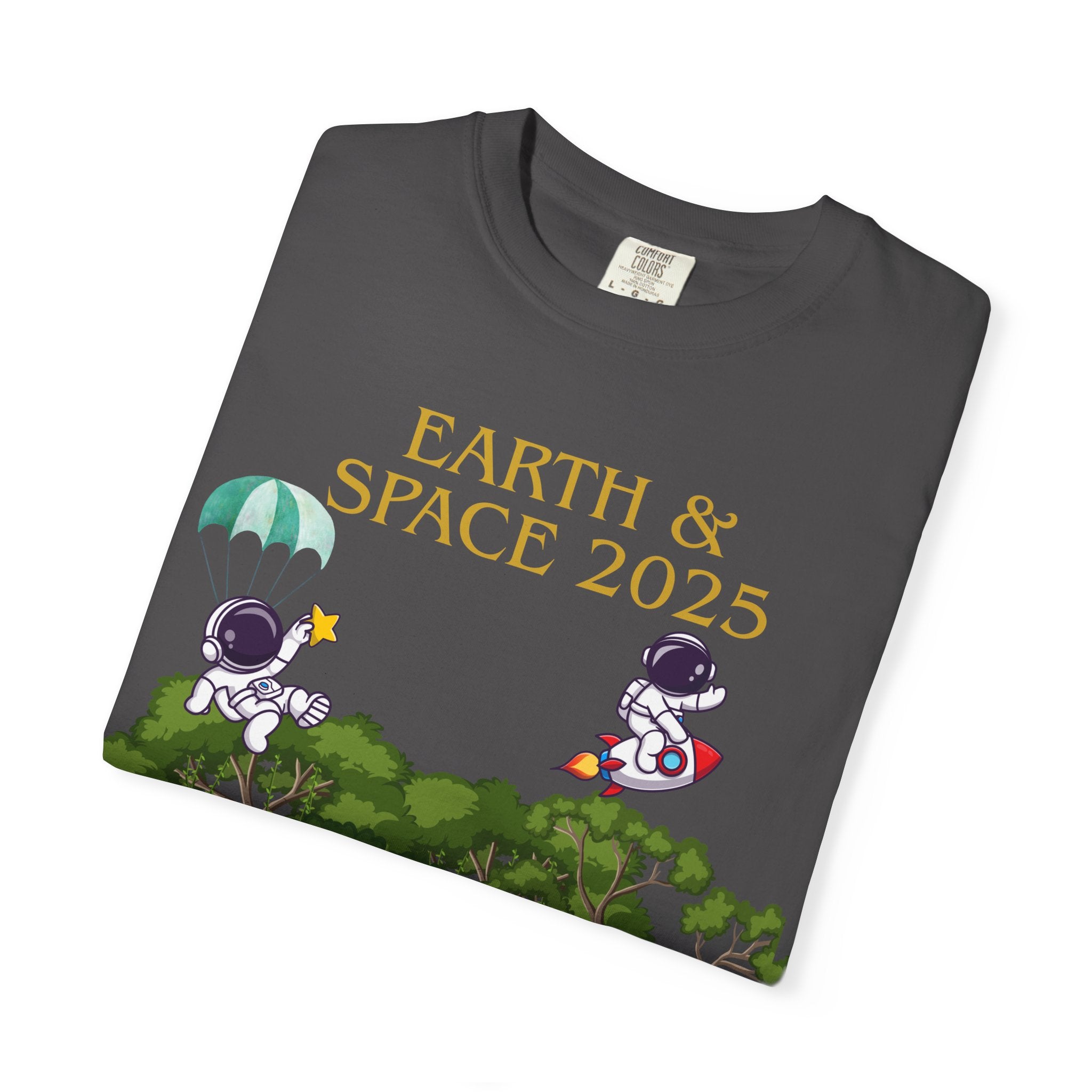 Earth & Space 2025 Unisex T-shirt, Cute Astronaut Tee, Nature Lover Shirt, Space Exploration Gift, Eco-Friendly Tee