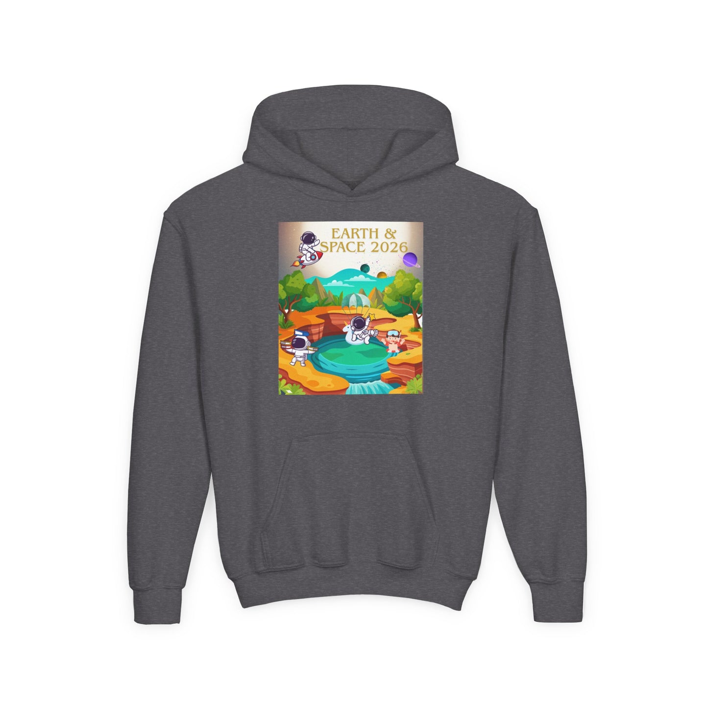 Earth & Space 2026 Youth Hoodie — Cute Space Explorer Kids Sweatshirt