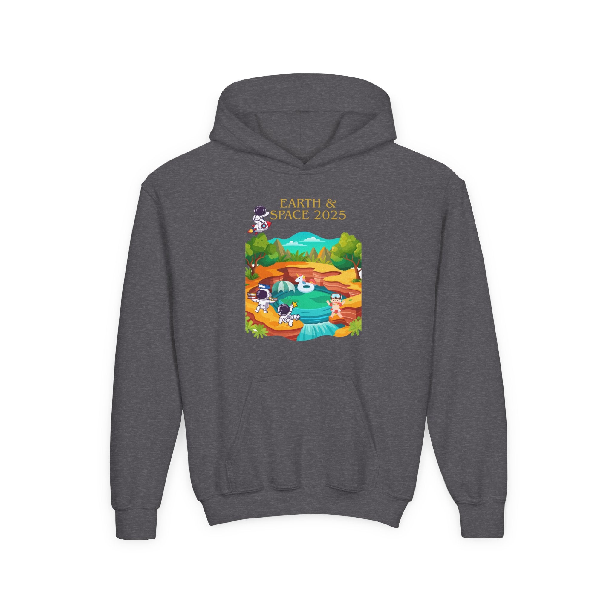 Youth Earth & Space 2025 Graphic Hoodie, Fun For Kids, Perfect for School, Space Lovers Gift, Comfortable Everyday Wear