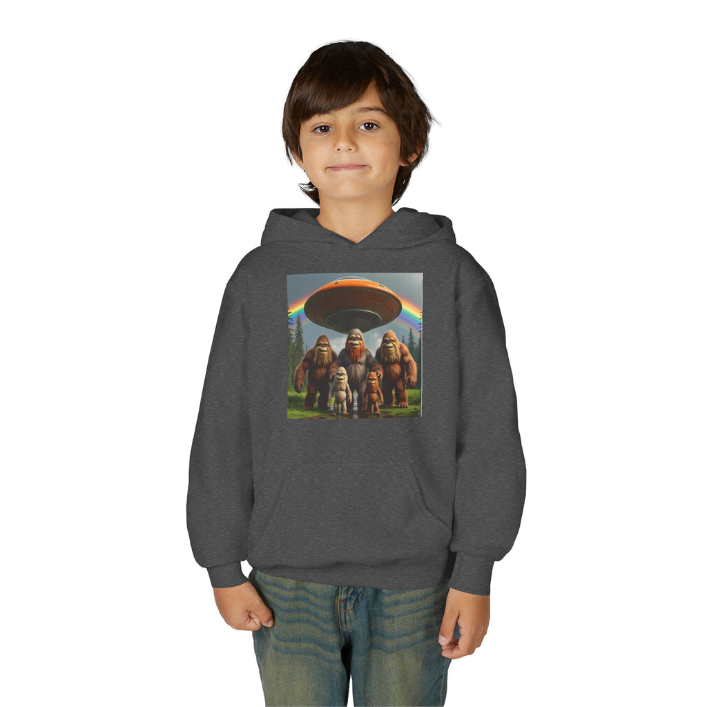 Youth Hoodie with Fun Bigfoot Design, Casual Sweatshirt for Kids, Perfect for Camp, Holidays, or Everyday Wear