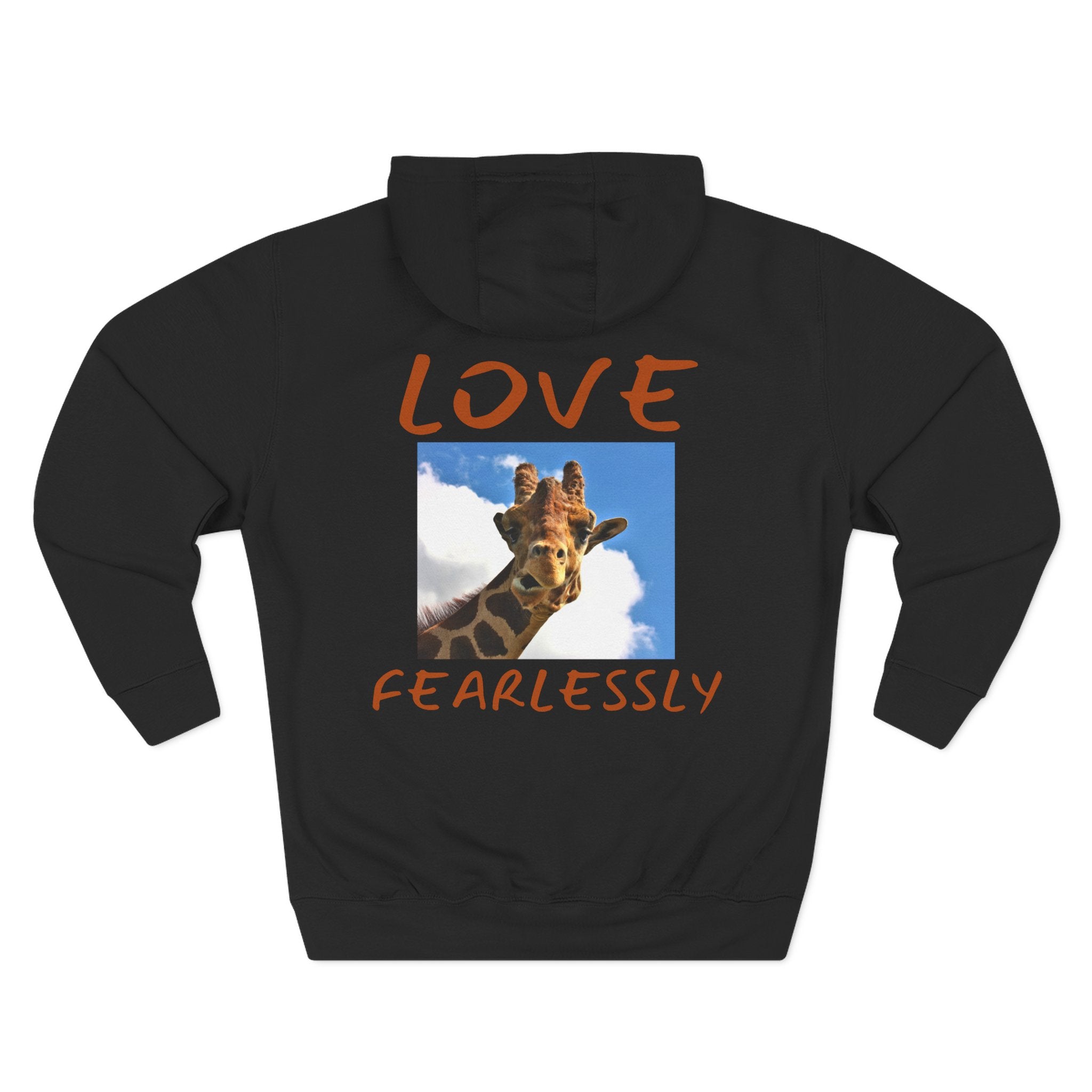 Giraffe 'Love Fearlessly' Hoodie — Animal Lover Graphic Fleece