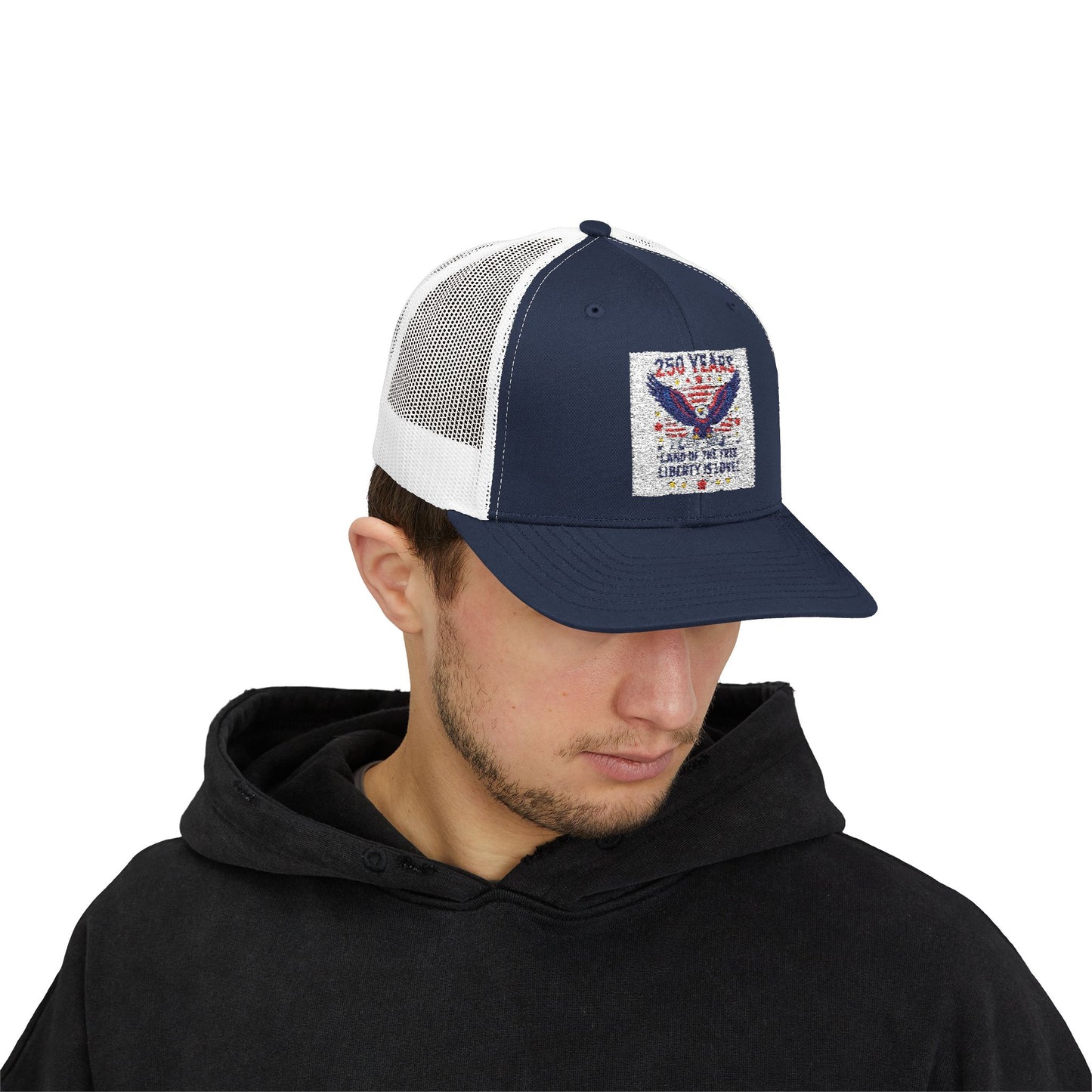 Patriotic Eagle Snapback Trucker Cap — USA Flag Graphic