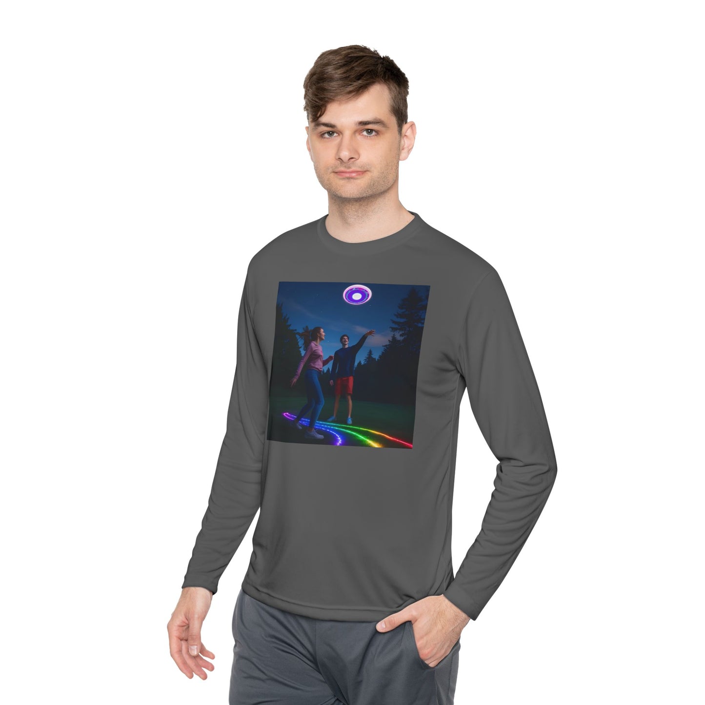 Rainbow Dance Unisex Long Sleeve Tee, Lightweight Shirt, Summer Fashion, Festival Wear, Gift for Music Lovers
