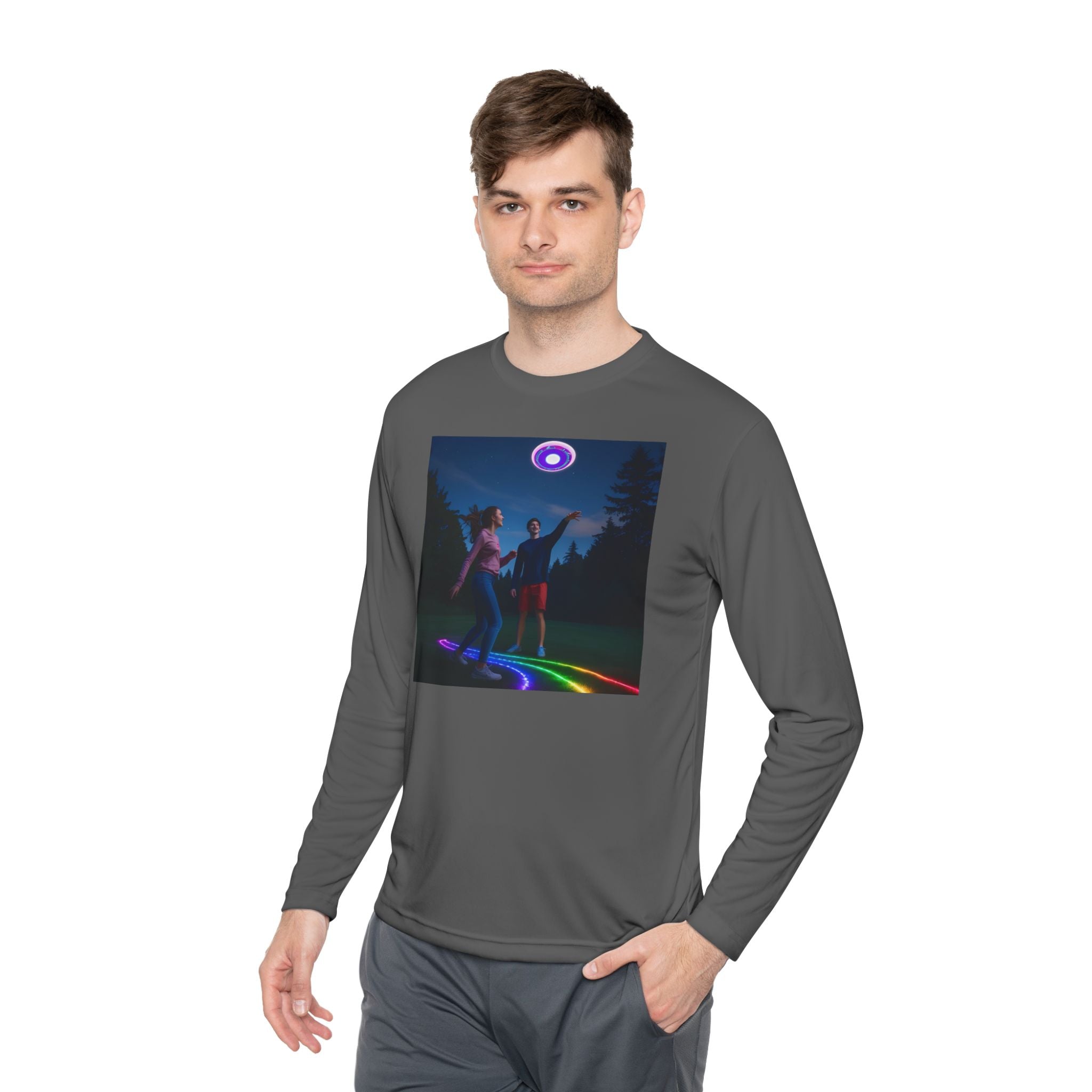 Rainbow Dance Unisex Long Sleeve Tee, Lightweight Shirt, Summer Fashion, Festival Wear, Gift for Music Lovers