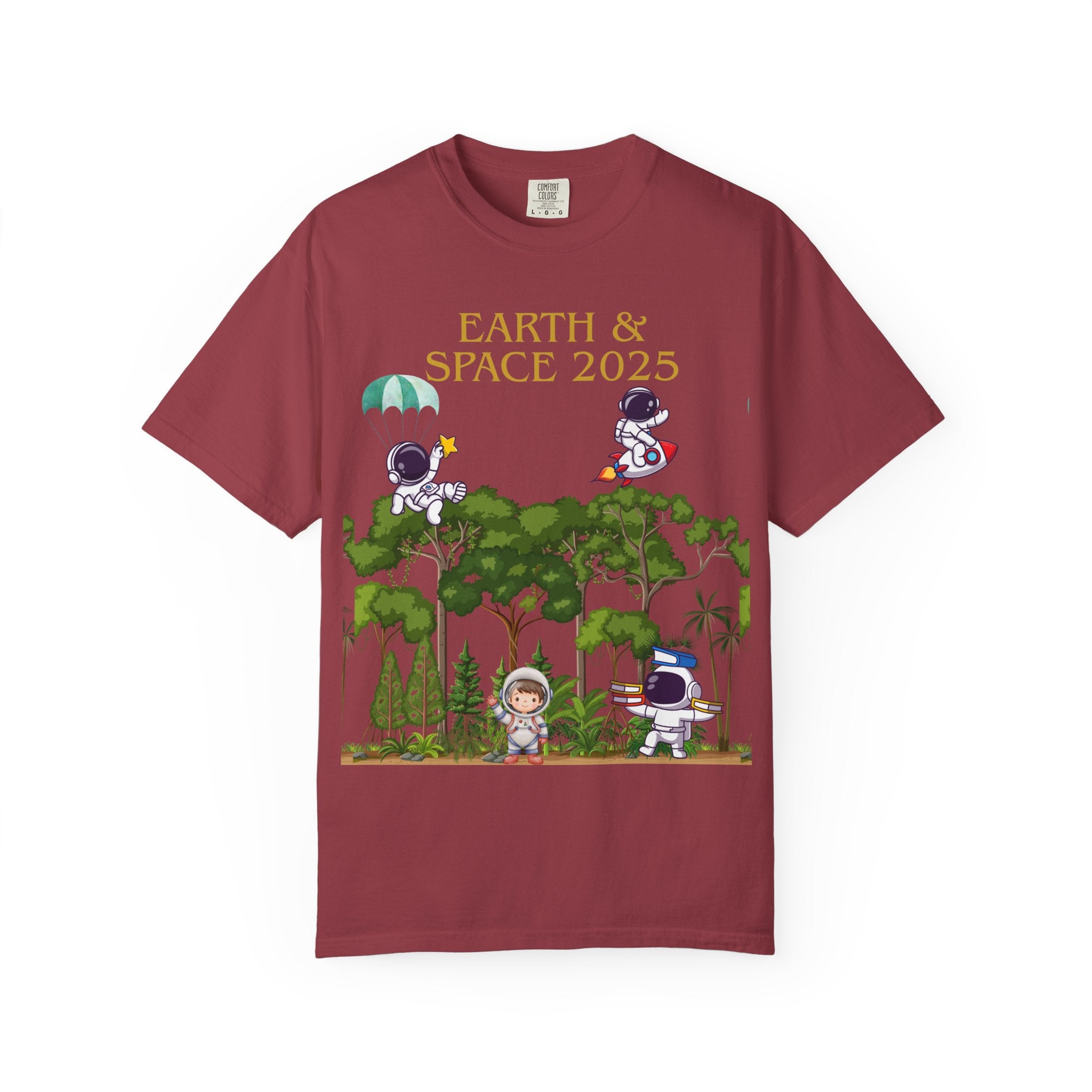 Earth & Space 2025 Unisex T-shirt, Cute Astronaut Tee, Nature Lover Shirt, Space Exploration Gift, Eco-Friendly Tee