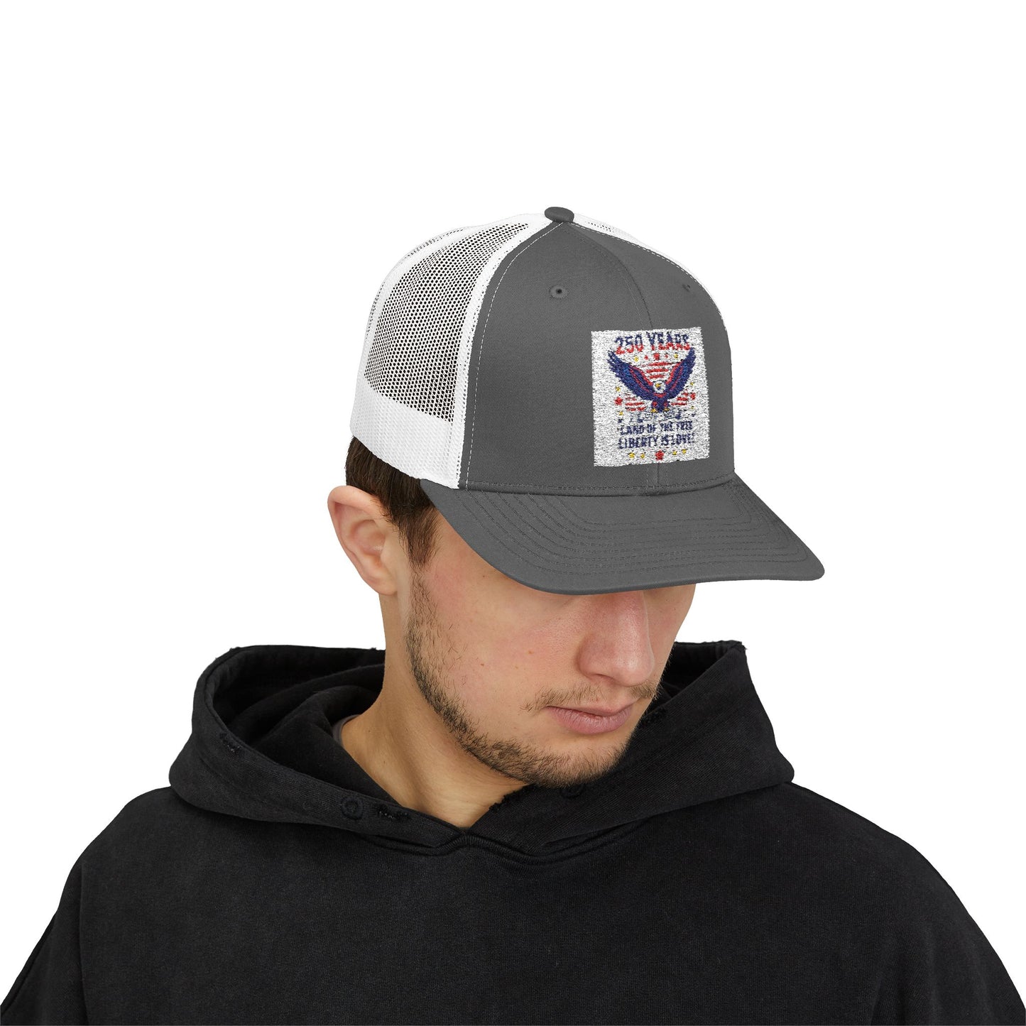 Patriotic Eagle Snapback Trucker Cap — USA Flag Graphic