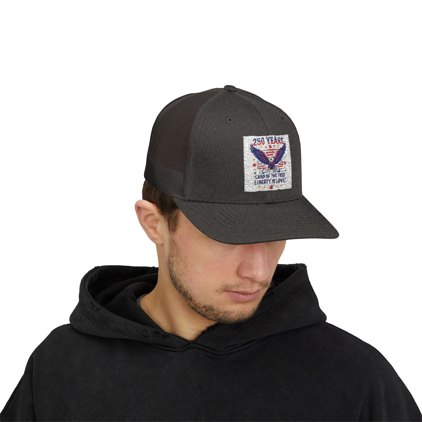 Patriotic Eagle Snapback Trucker Cap — USA Flag Graphic