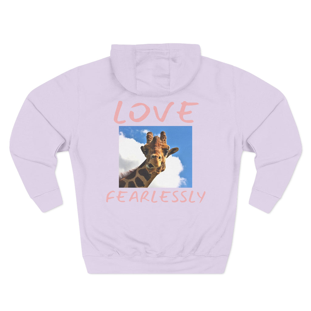 Giraffe 'Love Fearlessly' Hoodie — Animal Lover Graphic Fleece
